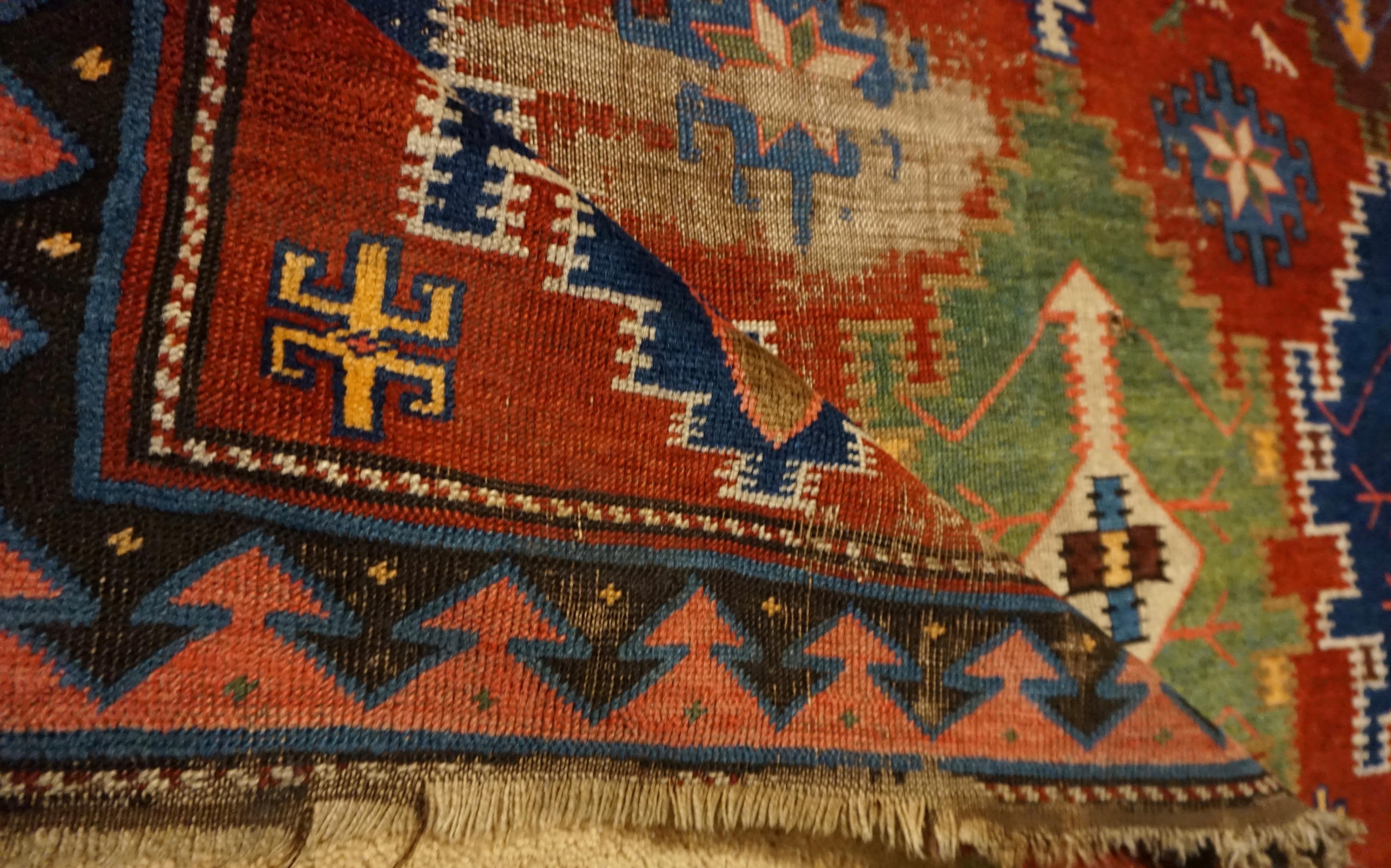 Antique Tribal Caucasian Shirvan Wool Hand Knotted Rug Collector 7