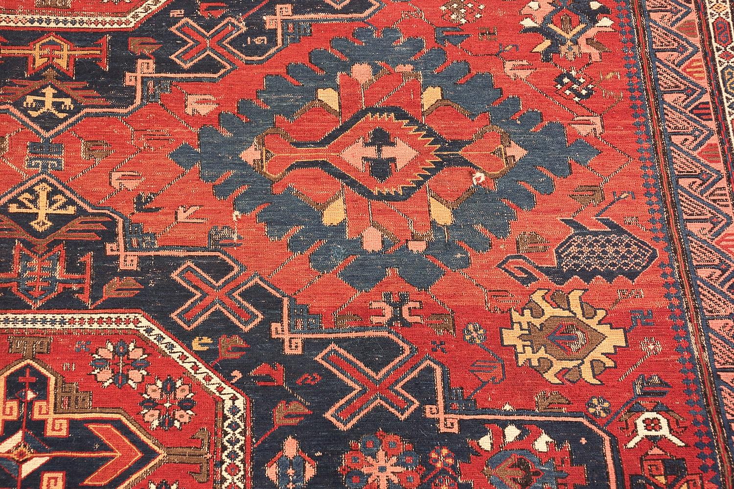 Hand-Woven Antique Caucasian Soumak Rug. Size: 9 ft 2 in x 11 ft 4 in For Sale