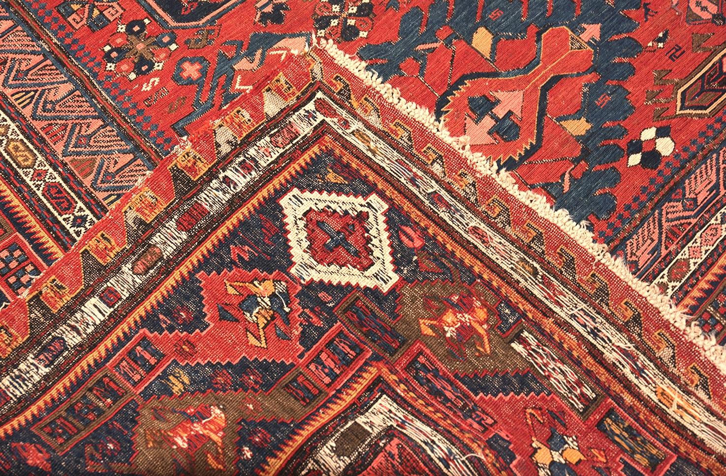 Wool Antique Caucasian Soumak Rug. Size: 9 ft 2 in x 11 ft 4 in For Sale