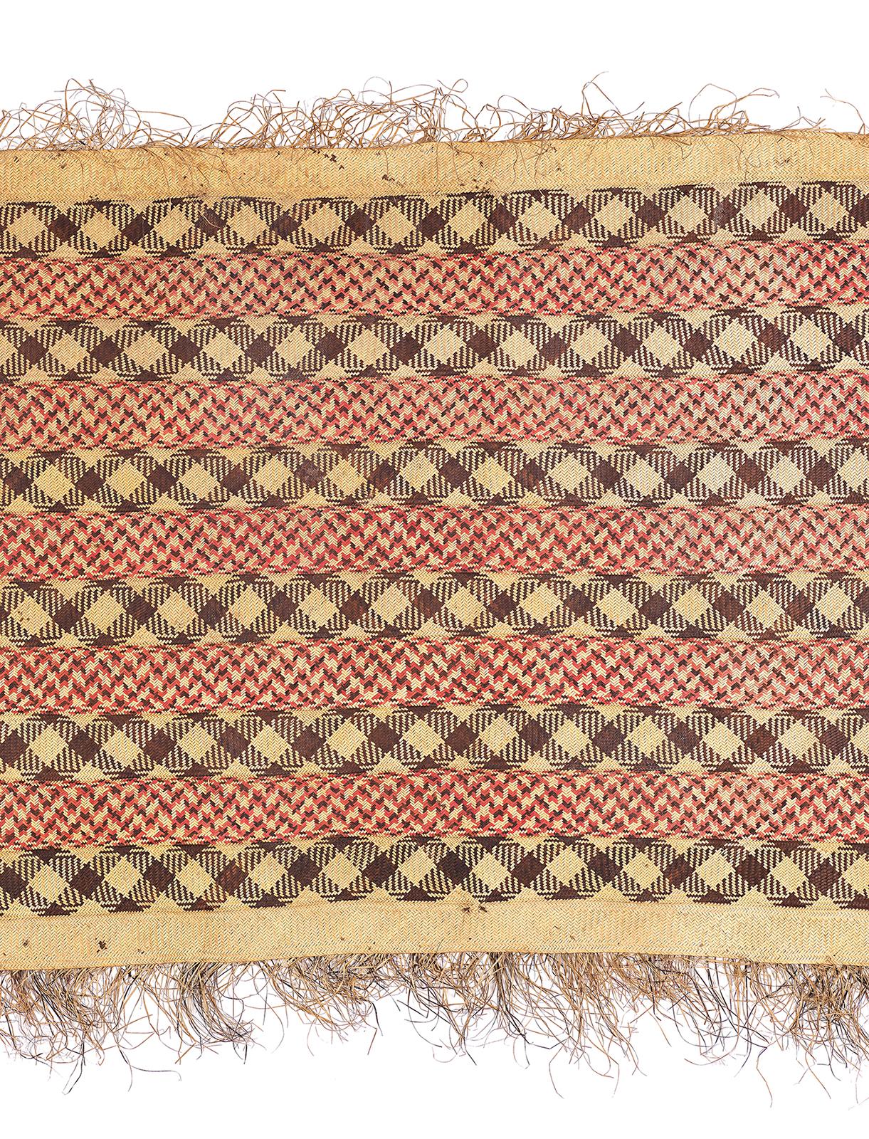 Ceremonial Mat
Zanzibar
Plaited palm Leaf
Circa 1900
Size: 215 x 94 cm 
Collected in the field by a German missionary between 1903 and 1909 
More provenance details are available.