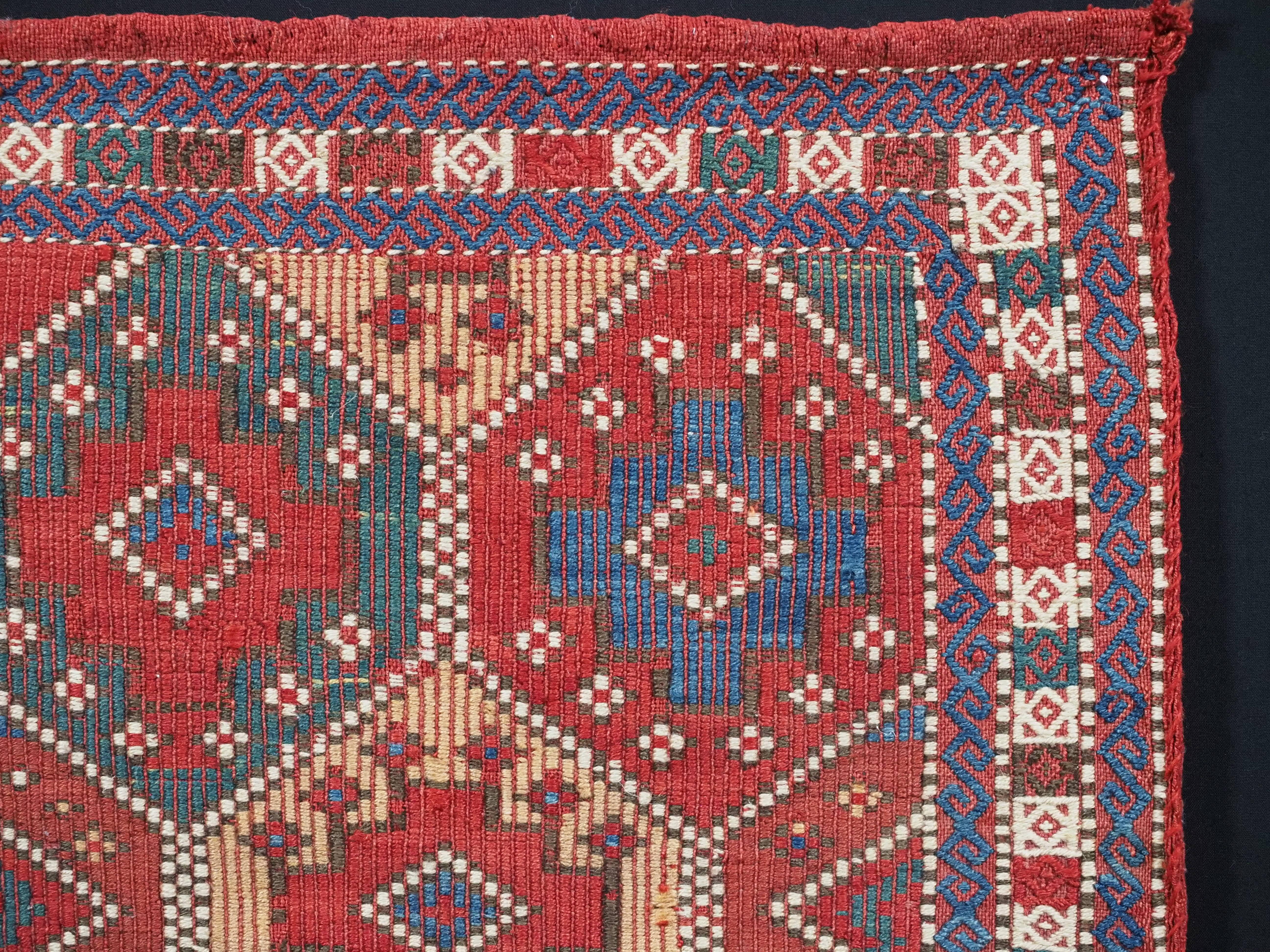 Wool Antique tribal chanteh (vanity bag)  by the Azeri Tribes, Circa 1900. For Sale