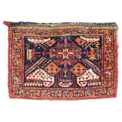 Antique tribal chanteh with plain weave back, by the Afshar Tribe., circa 1900. 