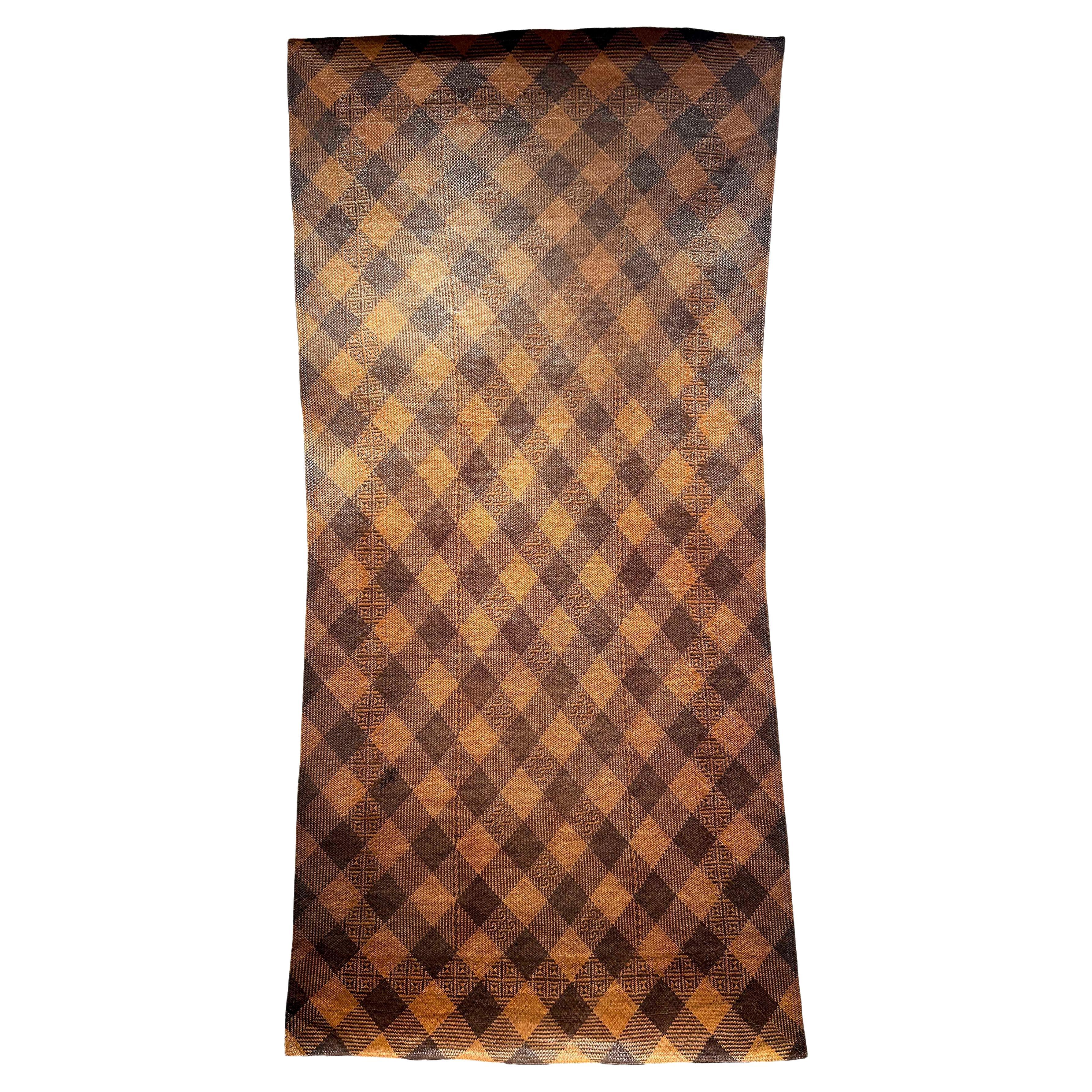 Antique Tribal Dayak Plaited Rattan Longhouse Mat (Tikar), Kalimantan