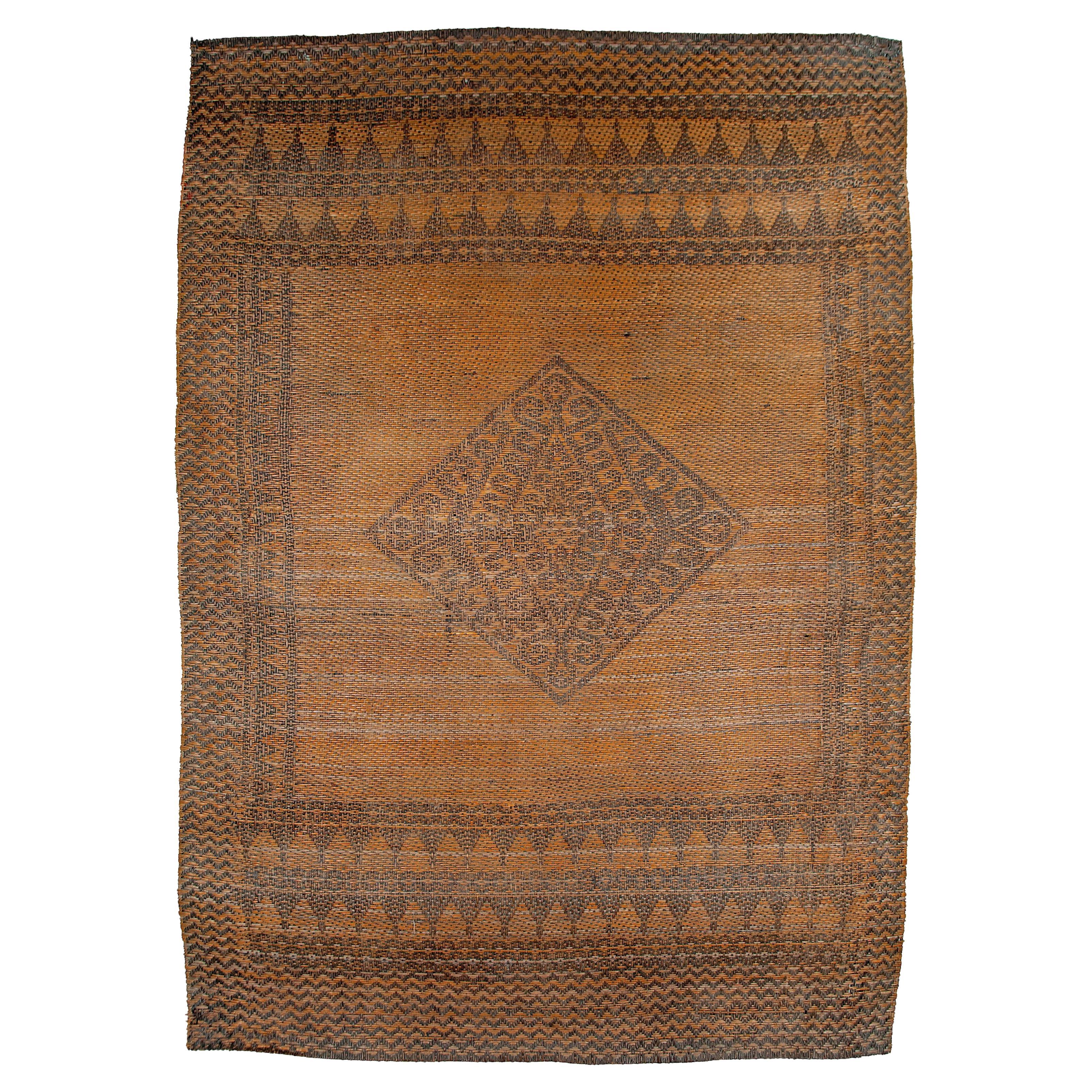 Antique Tribal Dayak Plaited Rattan Longhouse Mat (Tikar), Kalimantan