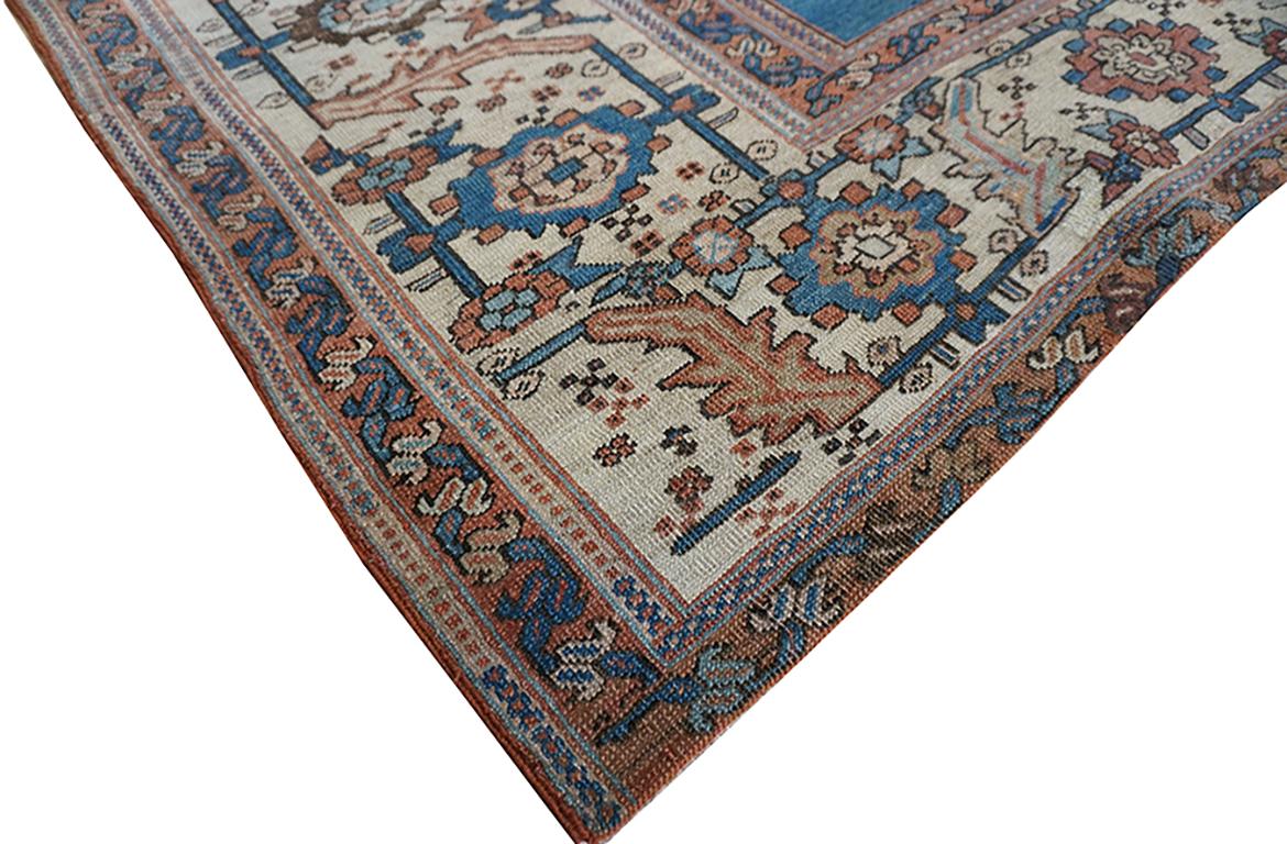 Hand-Knotted Spectacular Red Rust Color and Design Rustic Antique Persian Bakshaish Rug For Sale