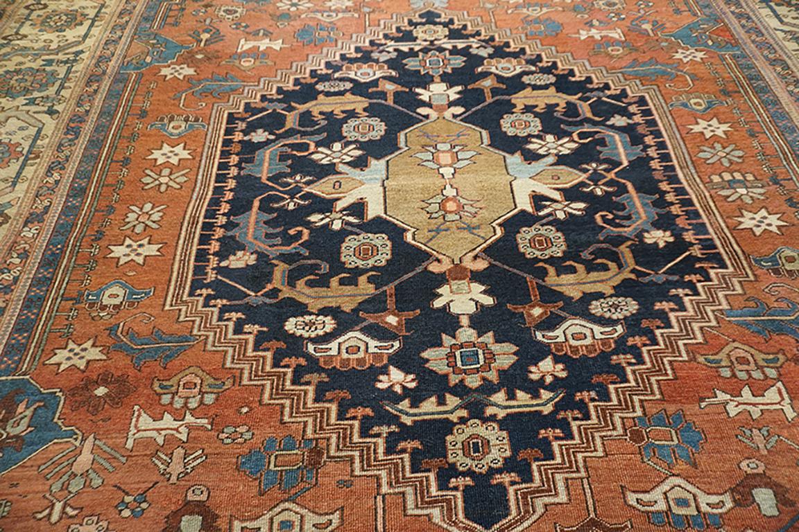 Spectacular Red Rust Color and Design Rustic Antique Persian Bakshaish Rug In Good Condition For Sale In New York, NY