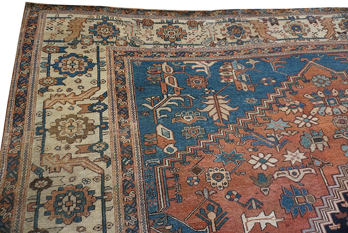 Wool Spectacular Red Rust Color and Design Rustic Antique Persian Bakshaish Rug For Sale