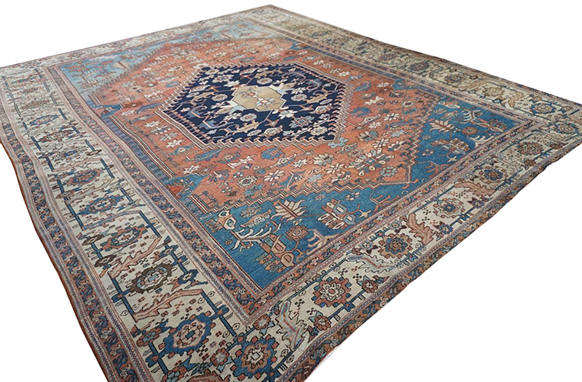 Spectacular Red Rust Color and Design Rustic Antique Persian Bakshaish Rug For Sale 1