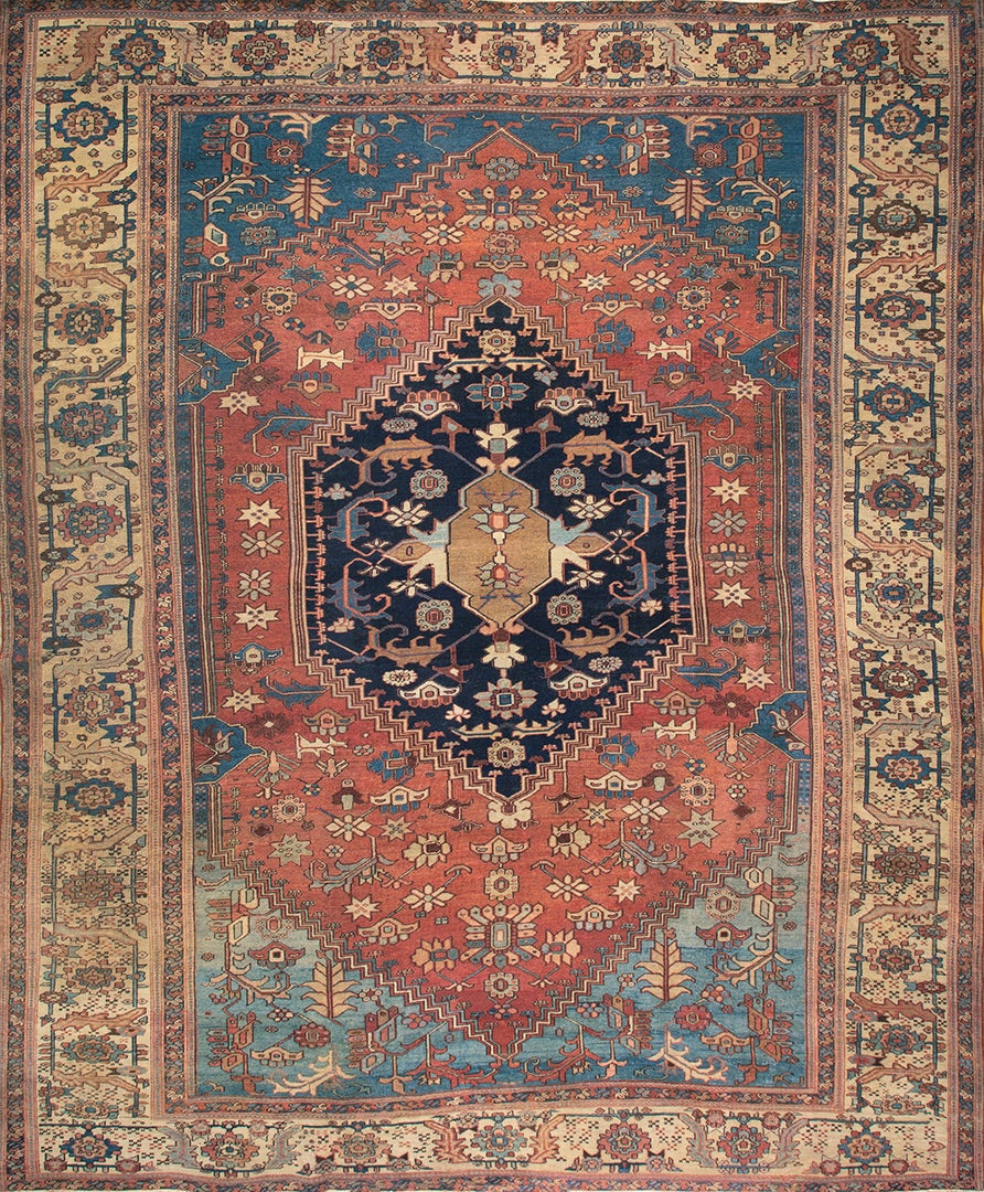 Antique Tribal Design Rustic Persian Bakshaish Rug 10' 6" x13' 2"