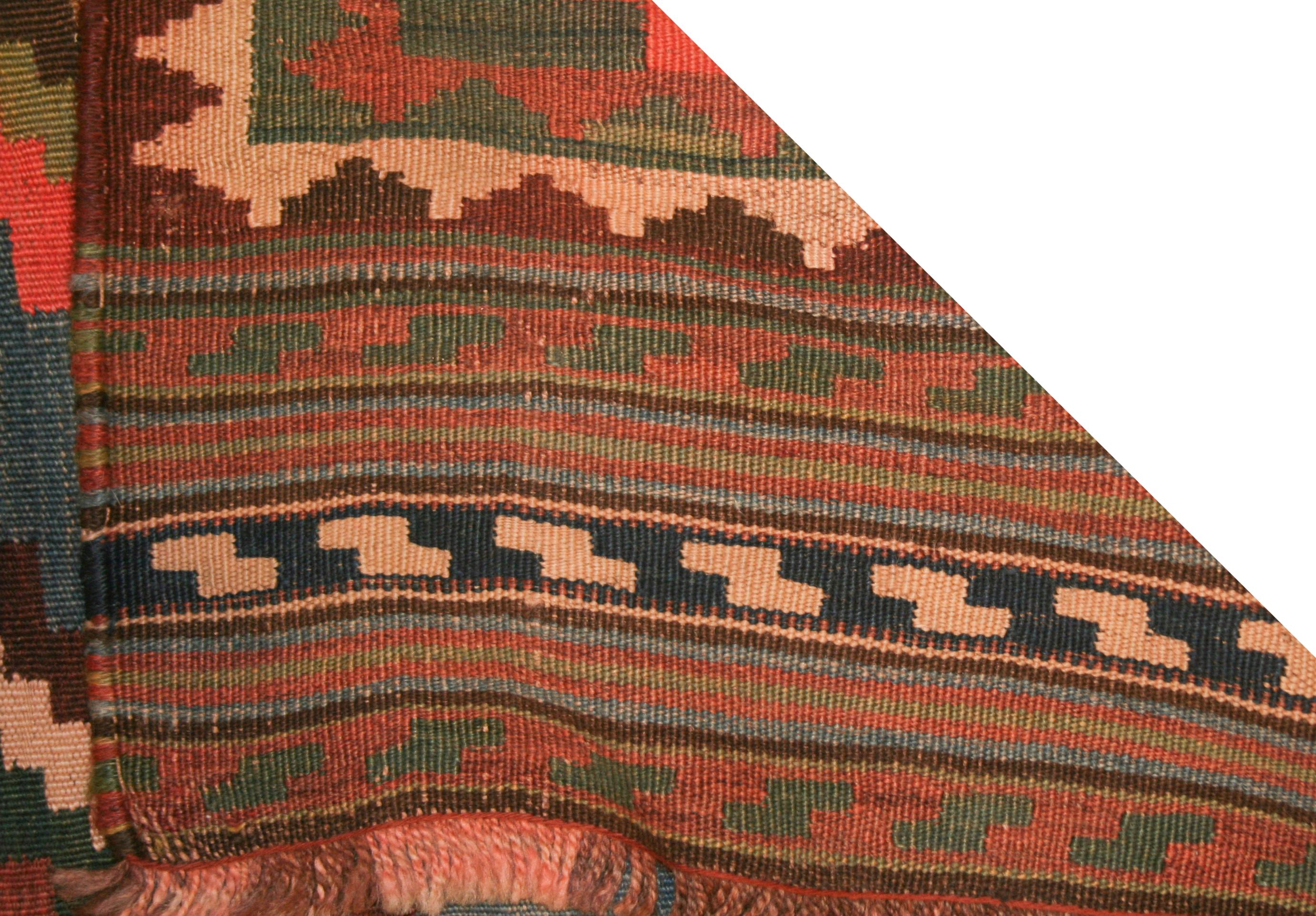 20th Century Antique Tribal Geometric Design Kilim Rug For Sale