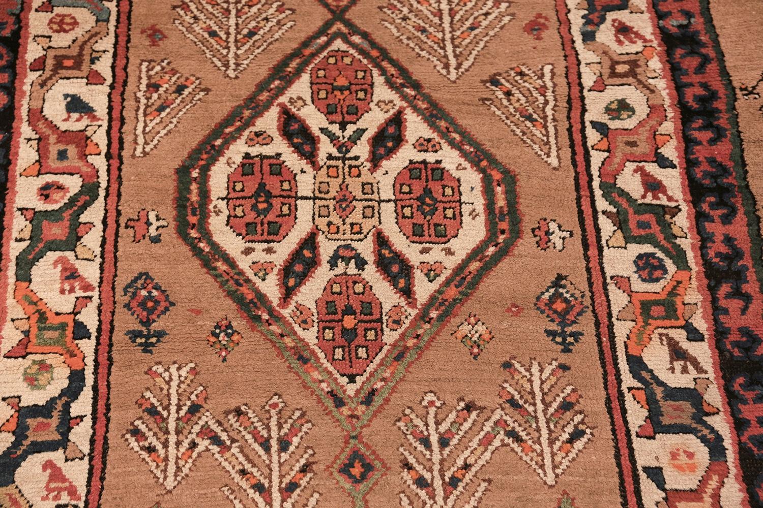 Beautifully Tribal Long and Narrow Antique Camel Hair Persian Serab Runner Rug, Country of Origin / Rug Type: Persian Rug, Circa Date: 1900