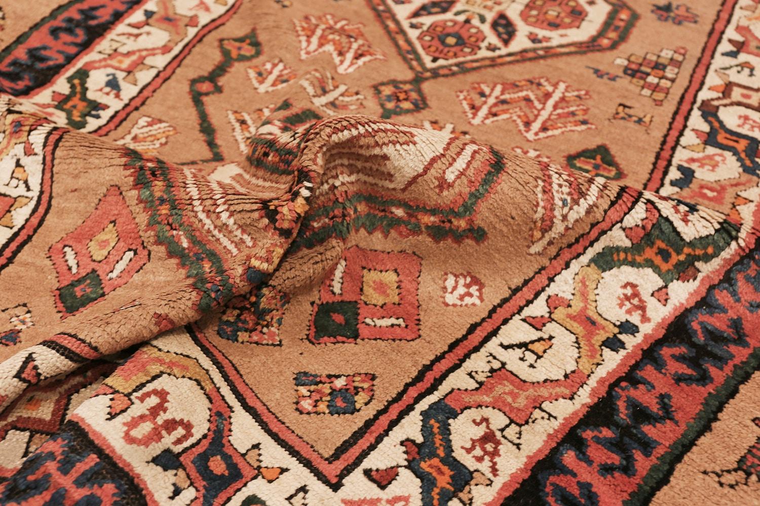 20th Century Antique Tribal Geometric Persian Serab Camel Hair Runner Rug 3'10