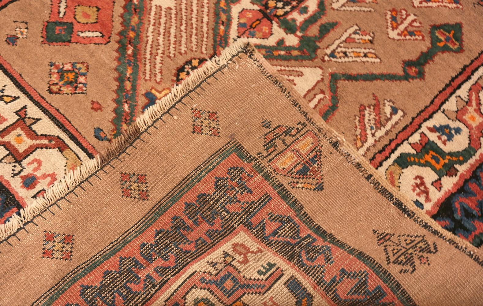 Wool Antique Tribal Geometric Persian Serab Camel Hair Runner Rug 3'10
