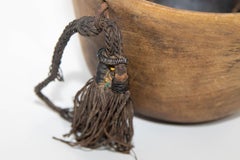 Antique Tribal Hand Carved African Wood Bowl Turkana KENYA with Leather Details