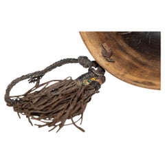 Antique Tribal Hand Carved African Wood Bowl Turkana KENYA with Leather Details