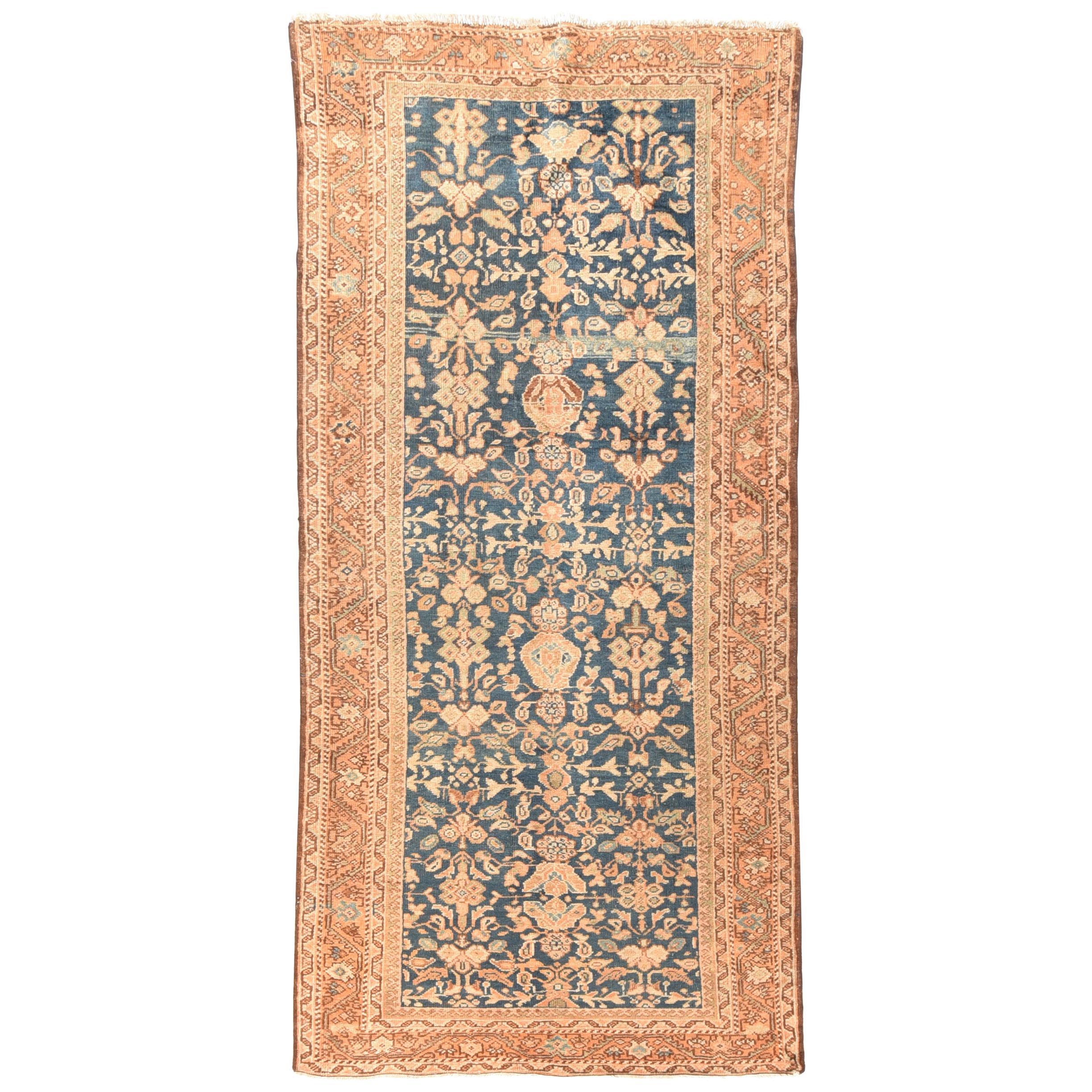 Antique Persian Sultanabad-Mahal Rug in Ivory, Terracotta, Light Blue ...