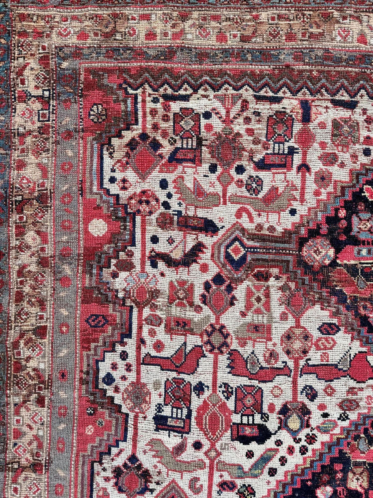 Antique Tribal Khamseh Rug 2.14m x 1.54m 7