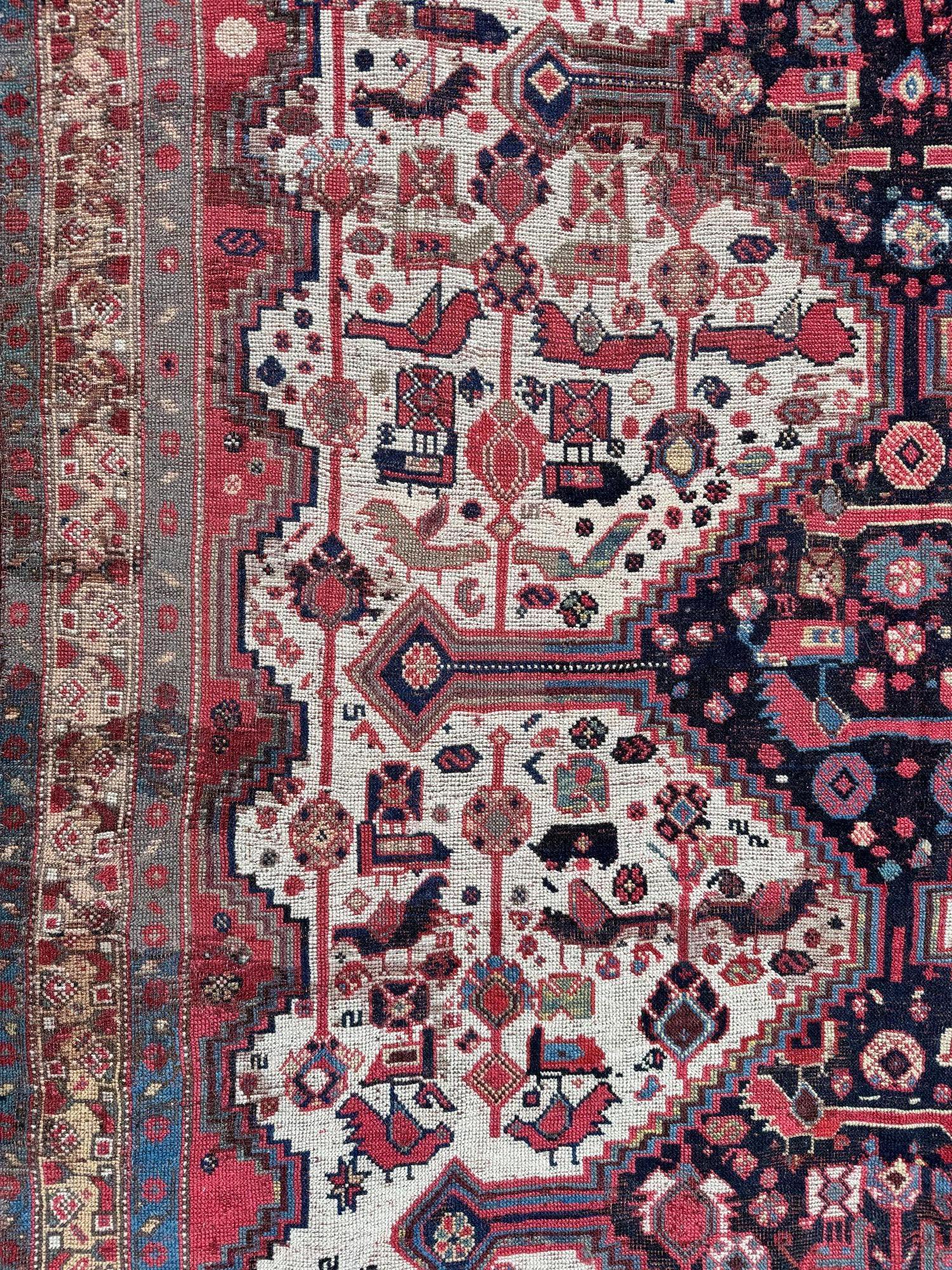 Antique Tribal Khamseh Rug 2.14m x 1.54m 8