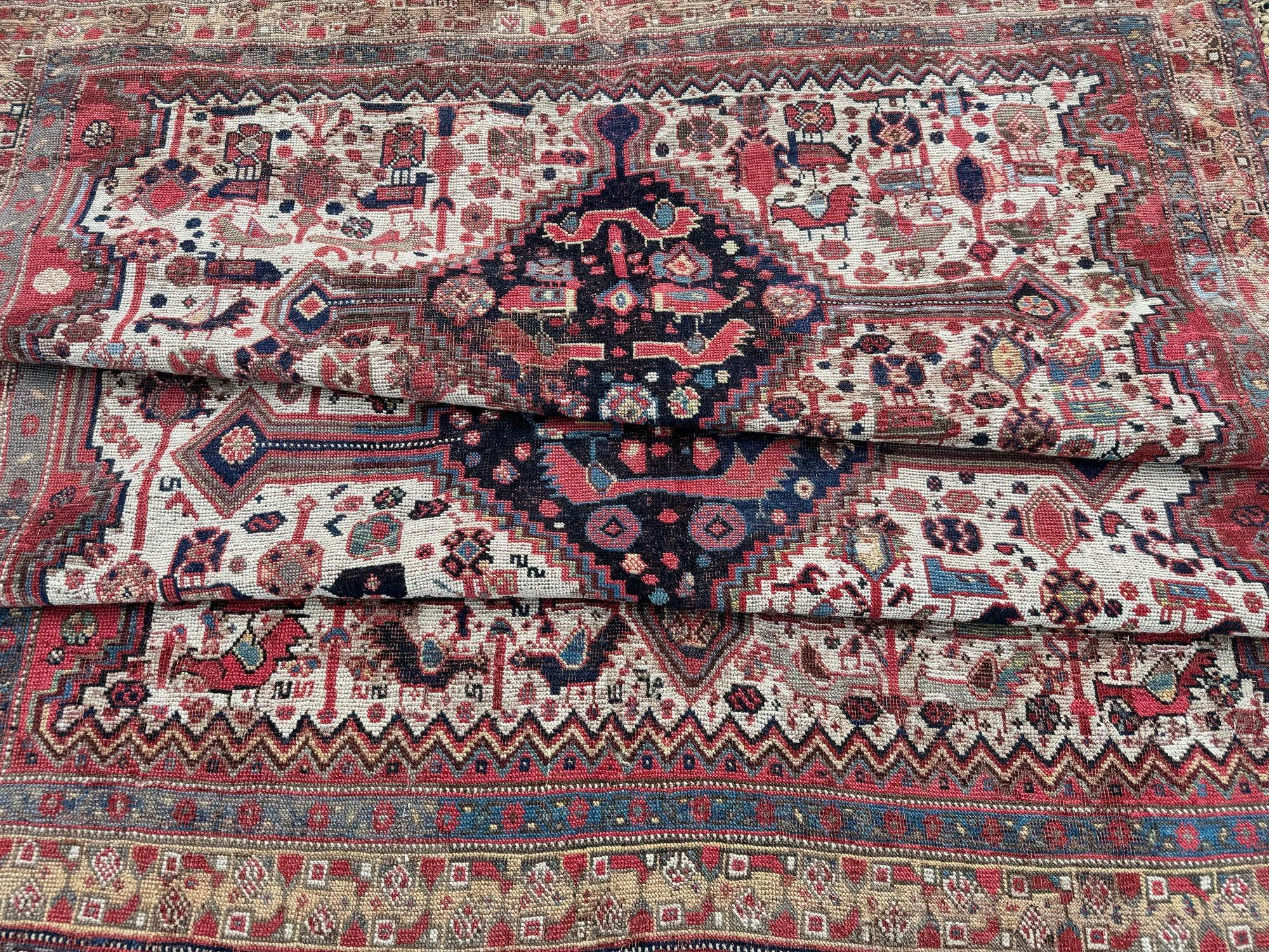 Antique Tribal Khamseh Rug 2.14m x 1.54m 11