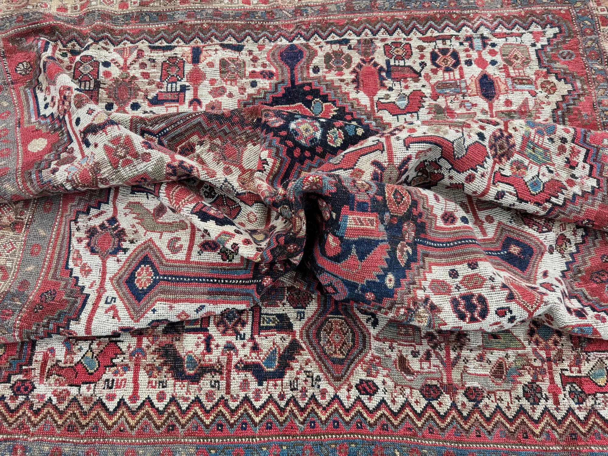 Antique Tribal Khamseh Rug 2.14m x 1.54m 12