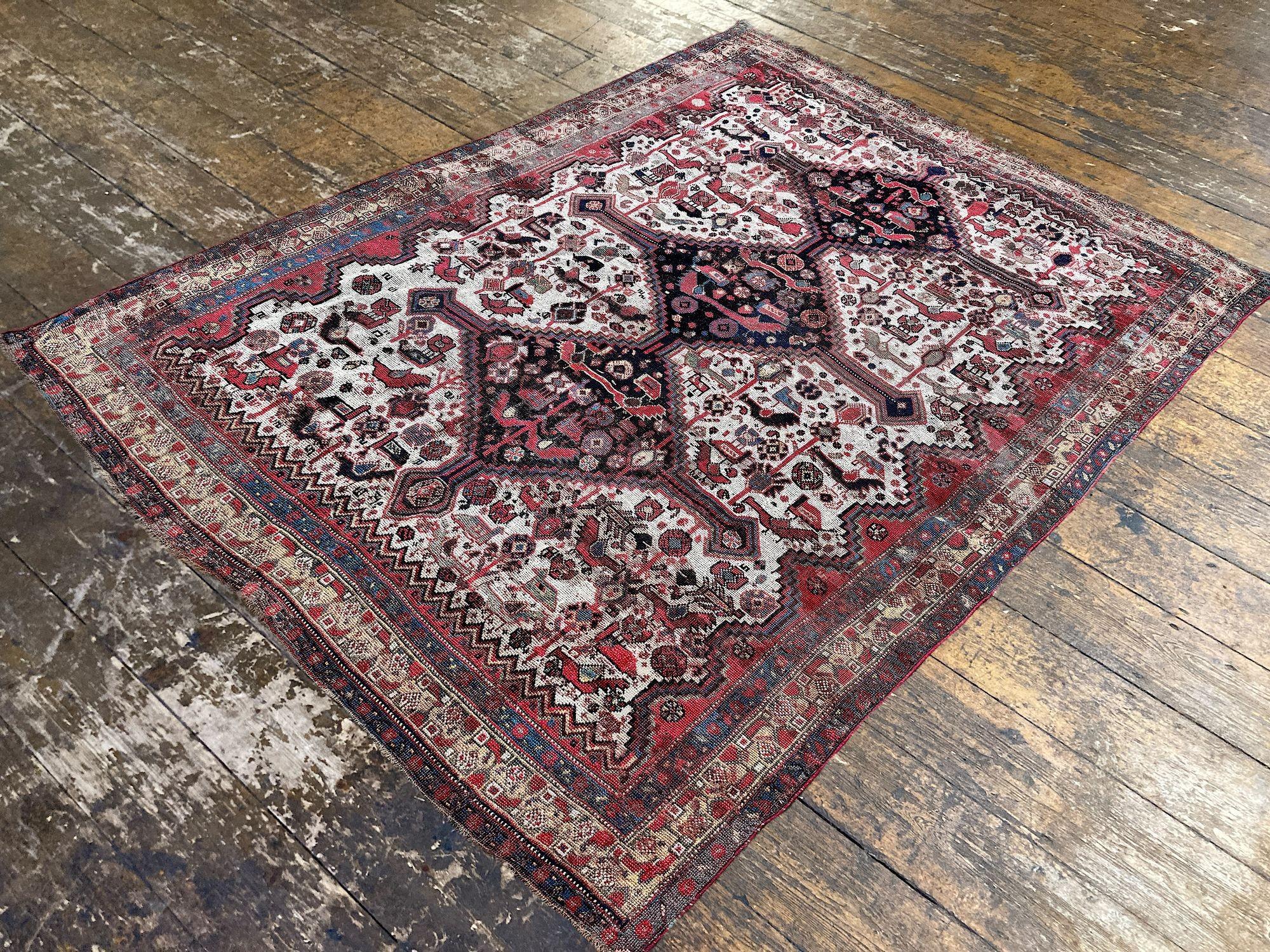 Wool Antique Tribal Khamseh Rug 2.14m x 1.54m