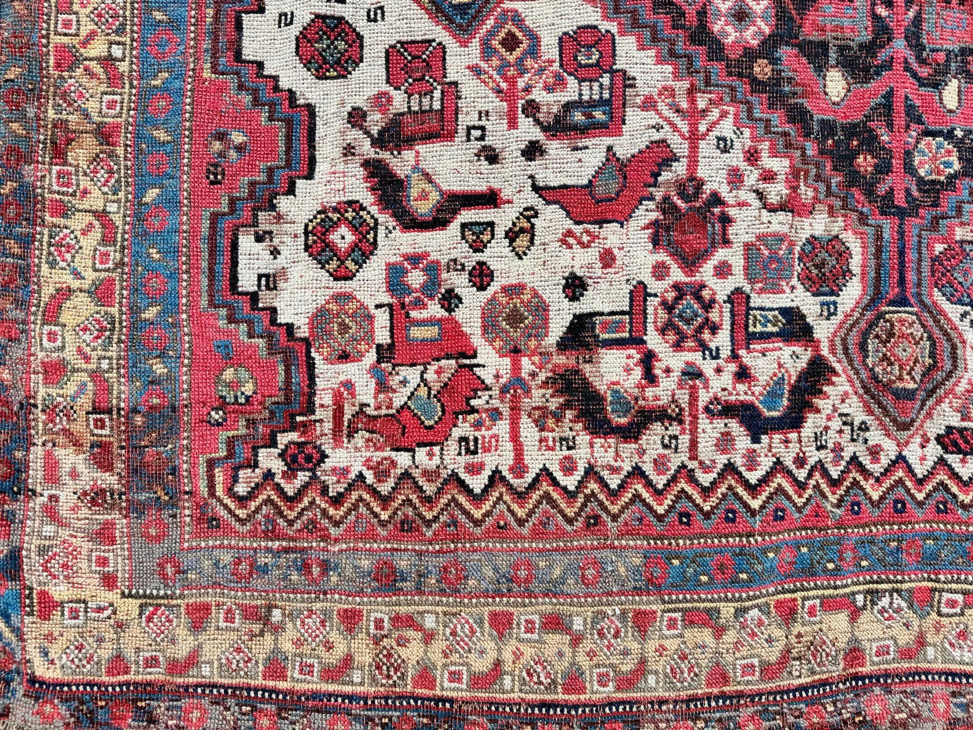 Antique Tribal Khamseh Rug 2.14m x 1.54m 2