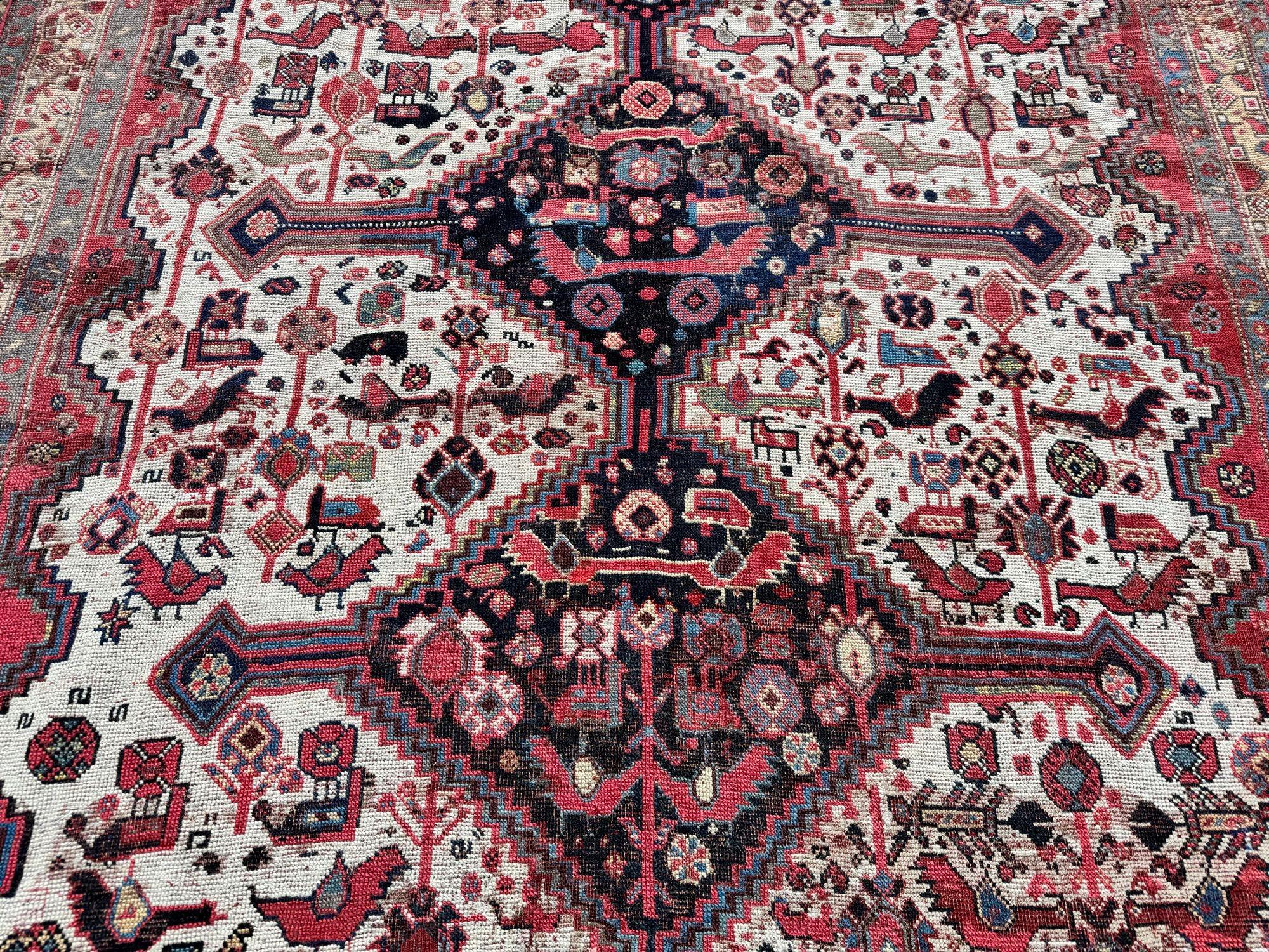 Antique Tribal Khamseh Rug 2.14m x 1.54m 3