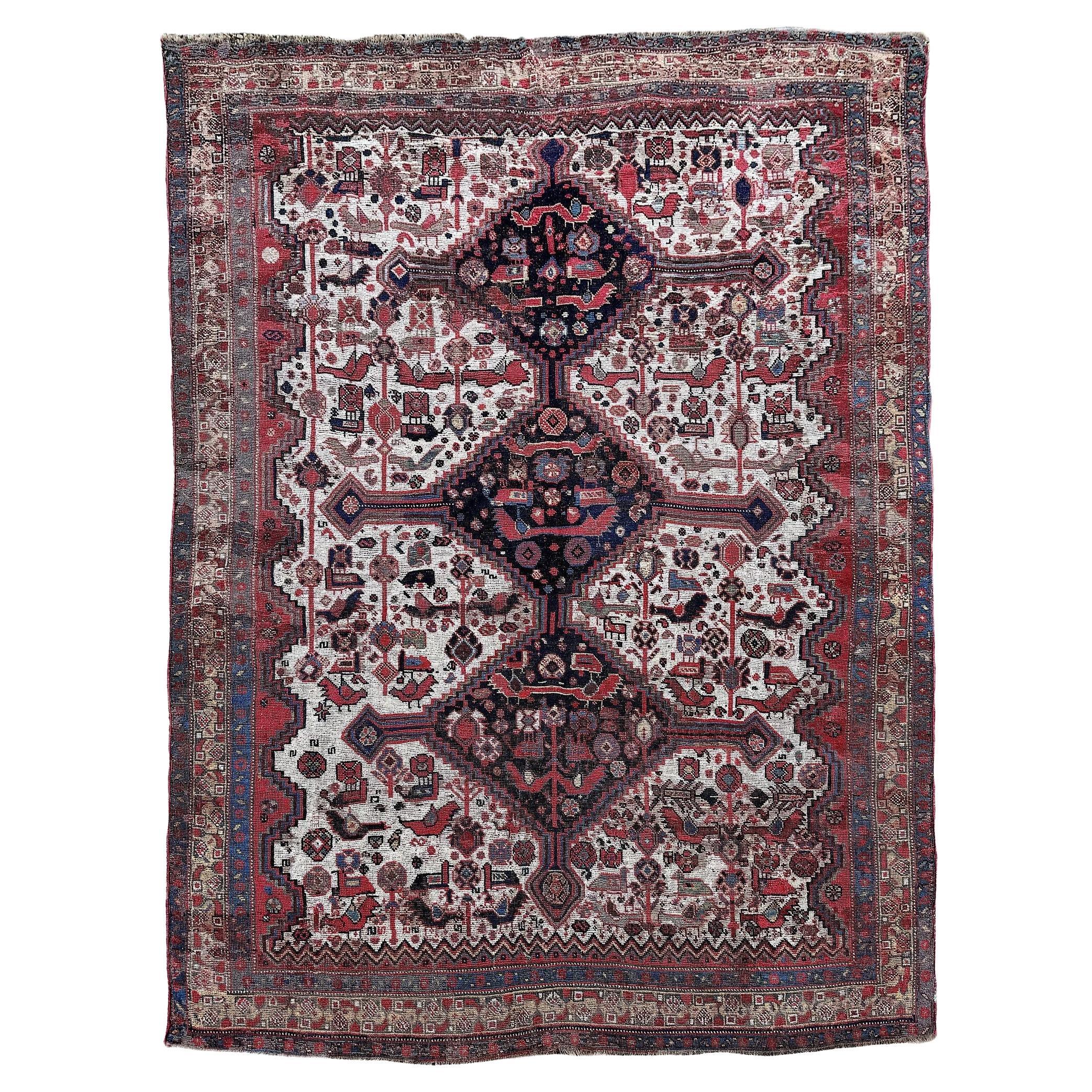 Antique Tribal Khamseh Rug 2.14m x 1.54m