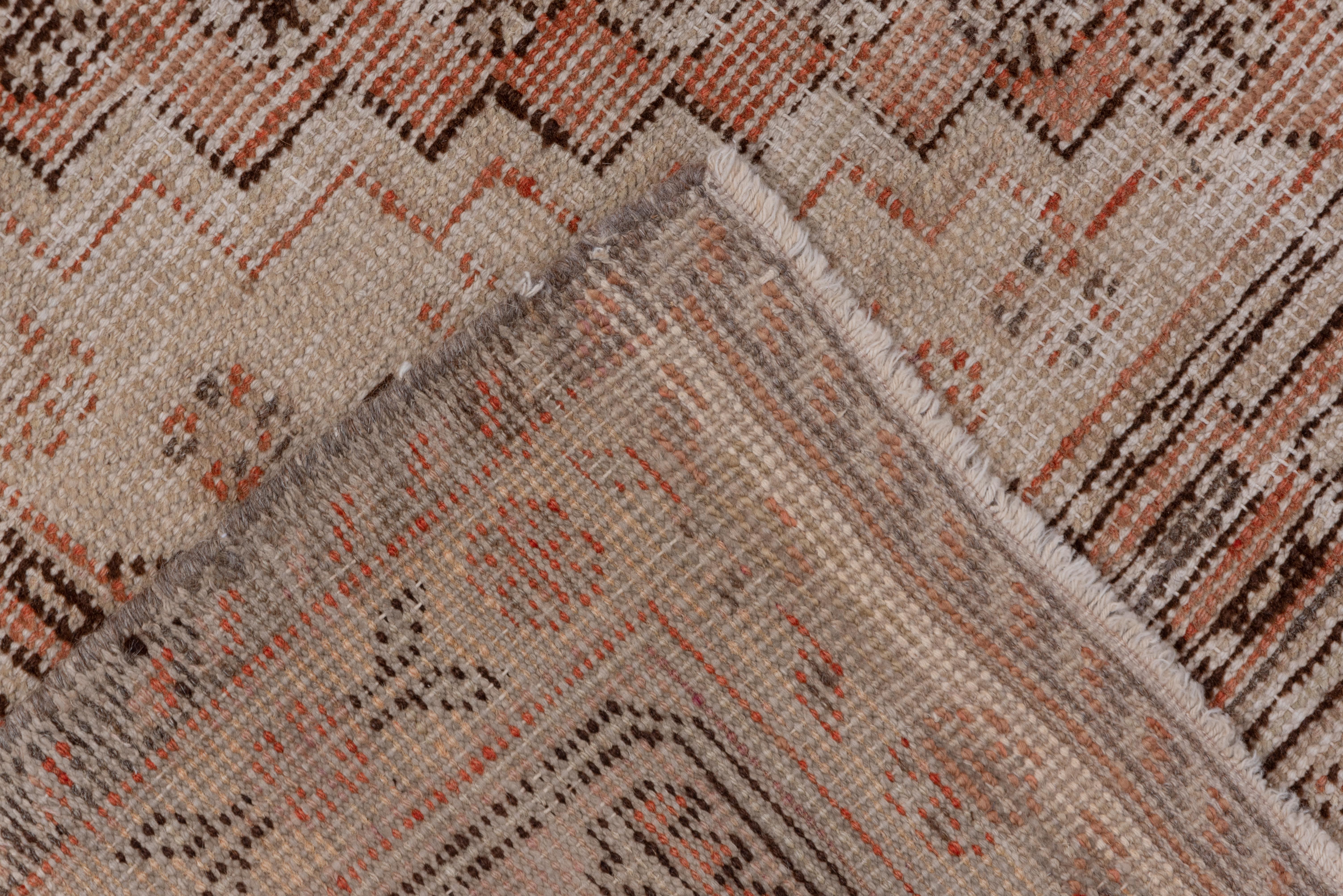 Wool Antique Tribal Khotan Rug, Orange and Light Gray Tones For Sale