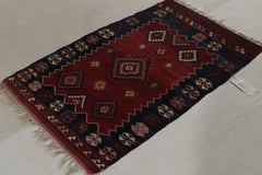 Antique Tribal Kilim Rug in Red and Blue & Colorful Pattern by Rug & Kilim