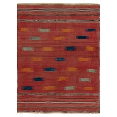 Antiker Stammes-Kelim-Teppich in Rot, Blau mit geometrischem Stammes-Muster von Teppich & Kelim