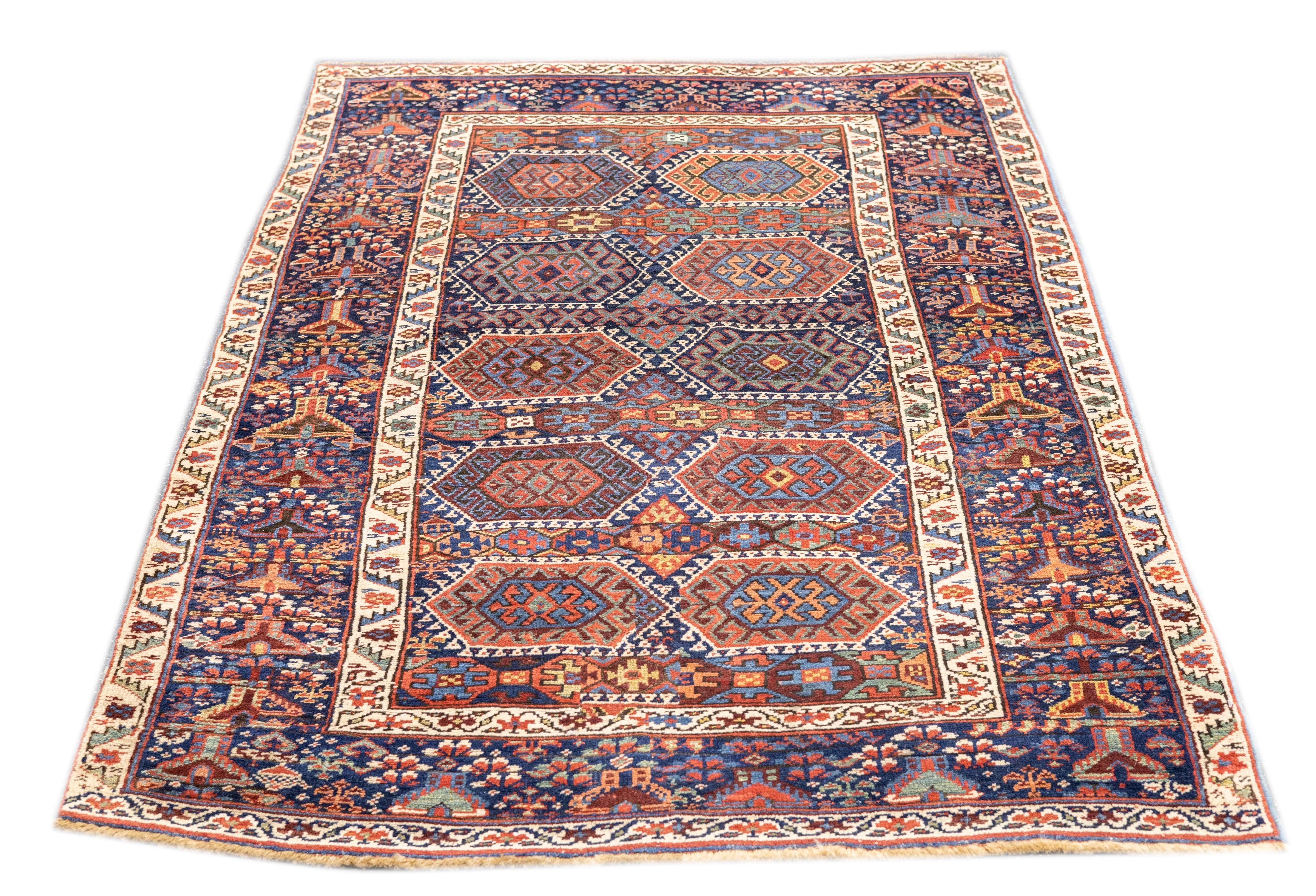Wool Antique Tribal Kurdish Rug 4'2'' x 6'4'' For Sale