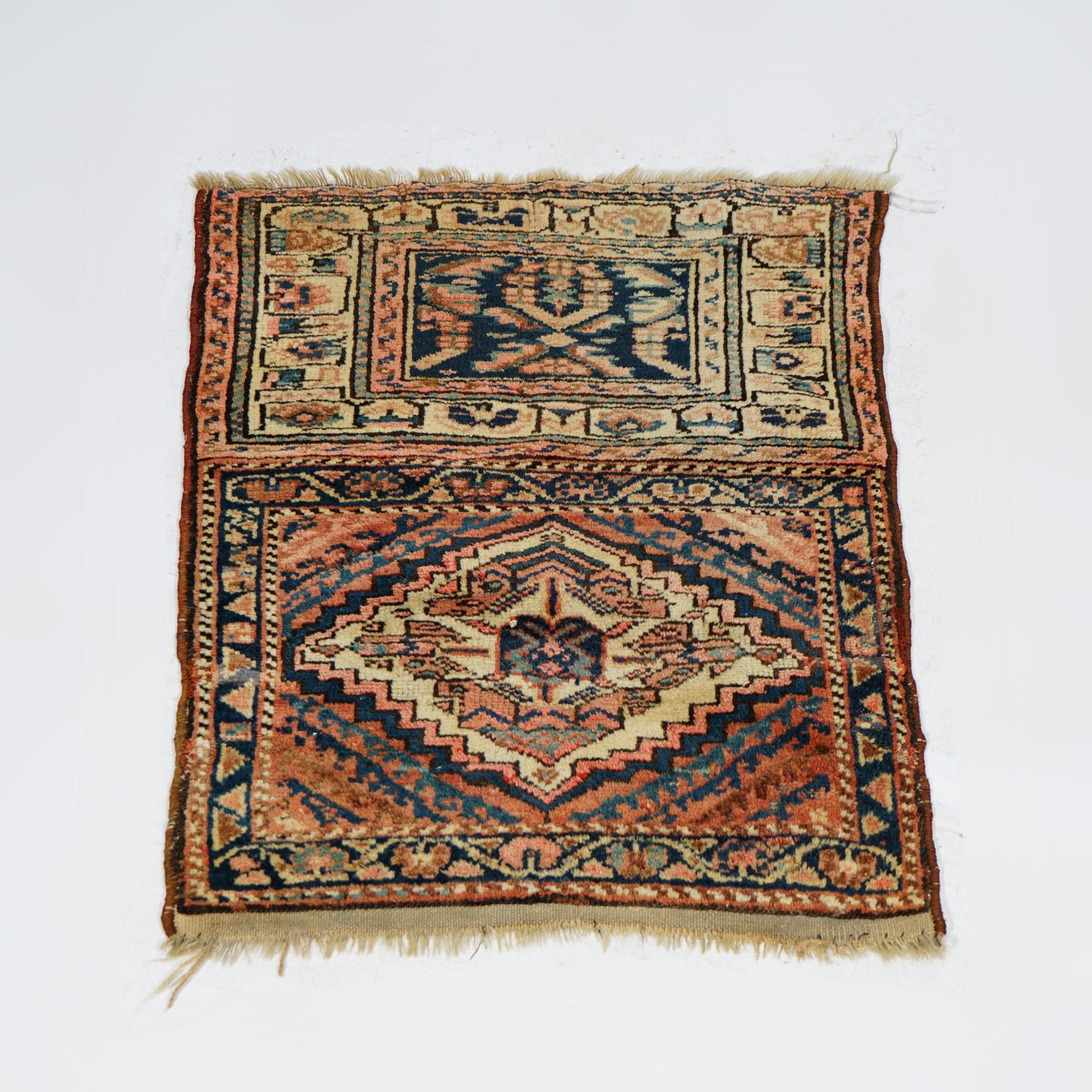 Asian Antique Tribal  Kurdish Sampler Oriental Wool Mat Circa 1920 For Sale