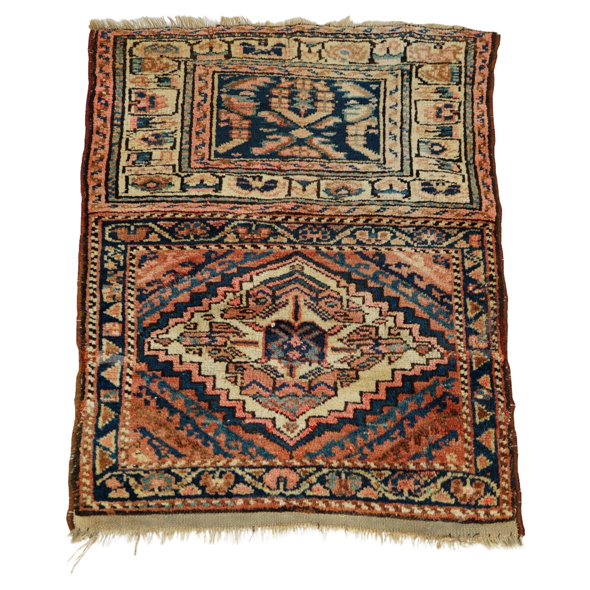 Antique Tribal  Kurdish Sampler Oriental Wool Mat Circa 1920 For Sale