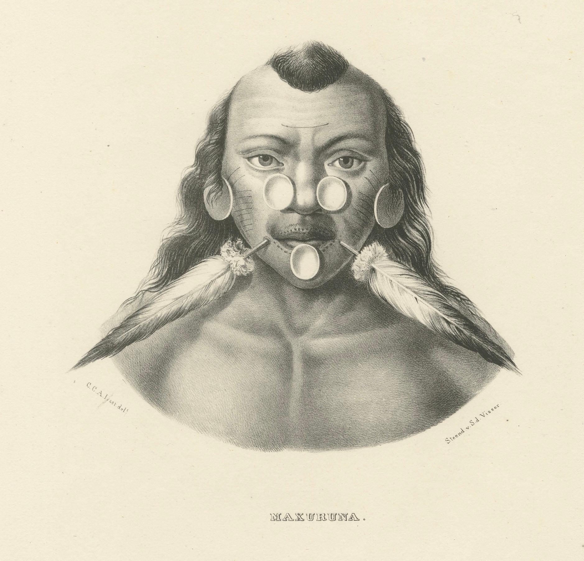 Antike Stammeslithographien von Maxuruna- und Botocudo-Völkern, Brodtmann 1827 im Angebot 3
