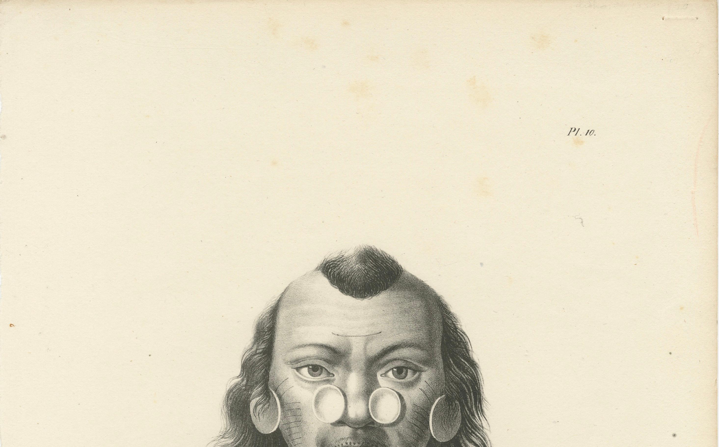 Antike Stammeslithographien von Maxuruna- und Botocudo-Völkern, Brodtmann 1827 (19. Jahrhundert) im Angebot
