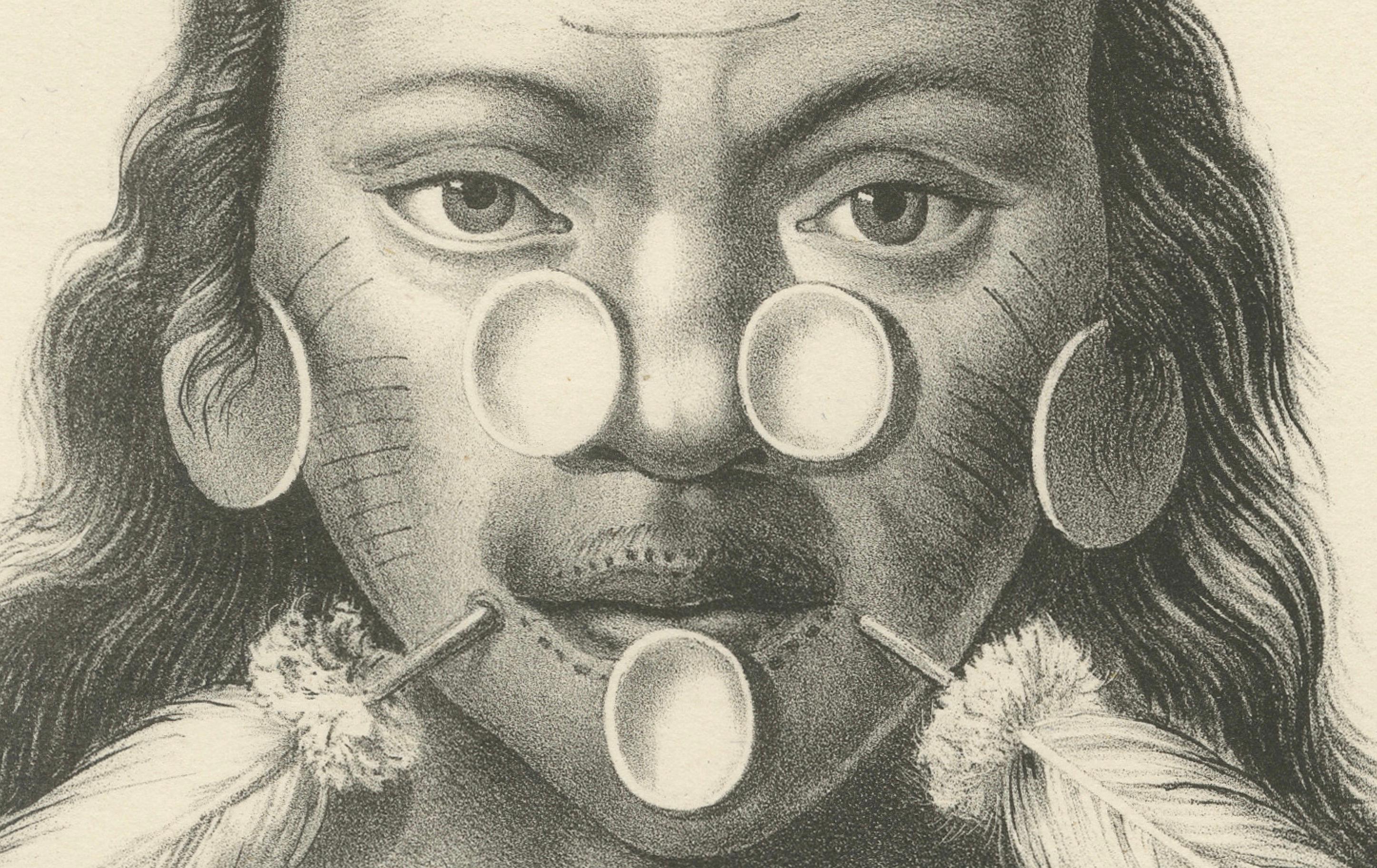 Antike Stammeslithographien von Maxuruna- und Botocudo-Völkern, Brodtmann 1827 im Angebot 1