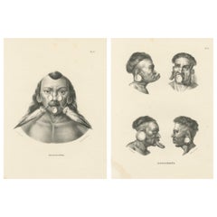 Antike Stammeslithographien von Maxuruna- und Botocudo-Völkern, Brodtmann 1827