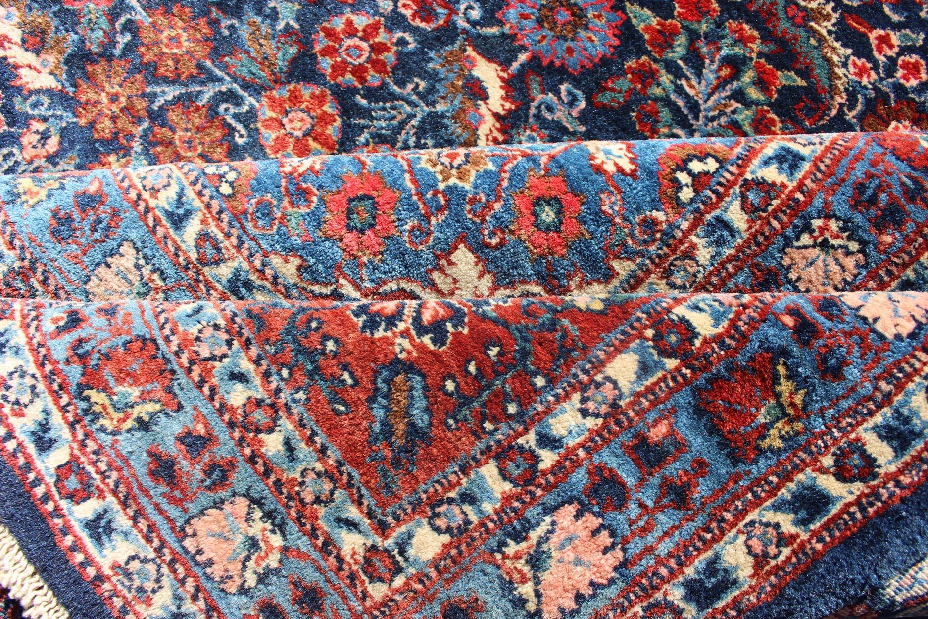 Antique Tribal Medallion Josan Rug with Jewel Tones with Center Medallion For Sale 4