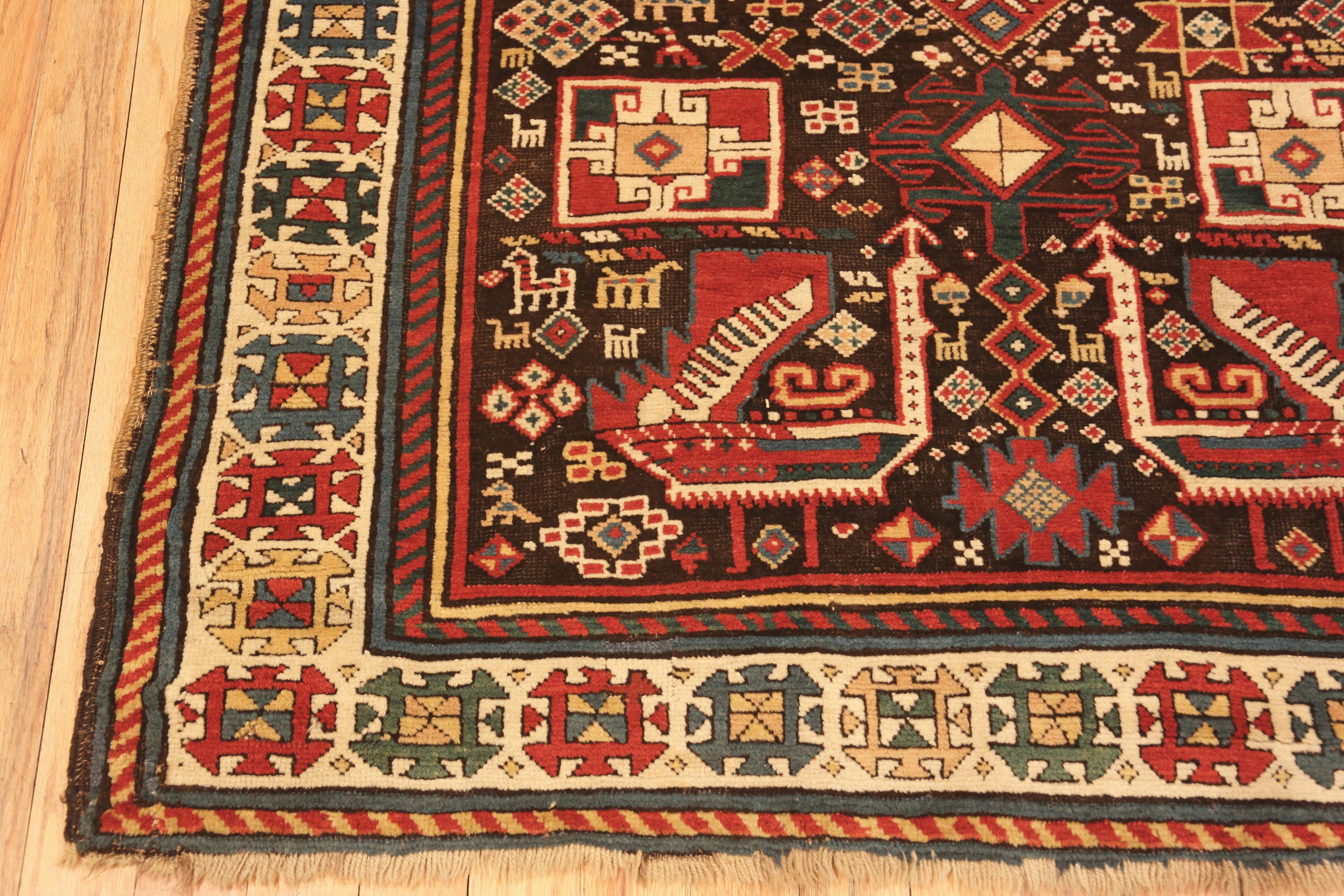 Antique Caucasian Kazak Rug. 4 ft 8 in x 6 ft 3 in In Good Condition For Sale In New York, NY