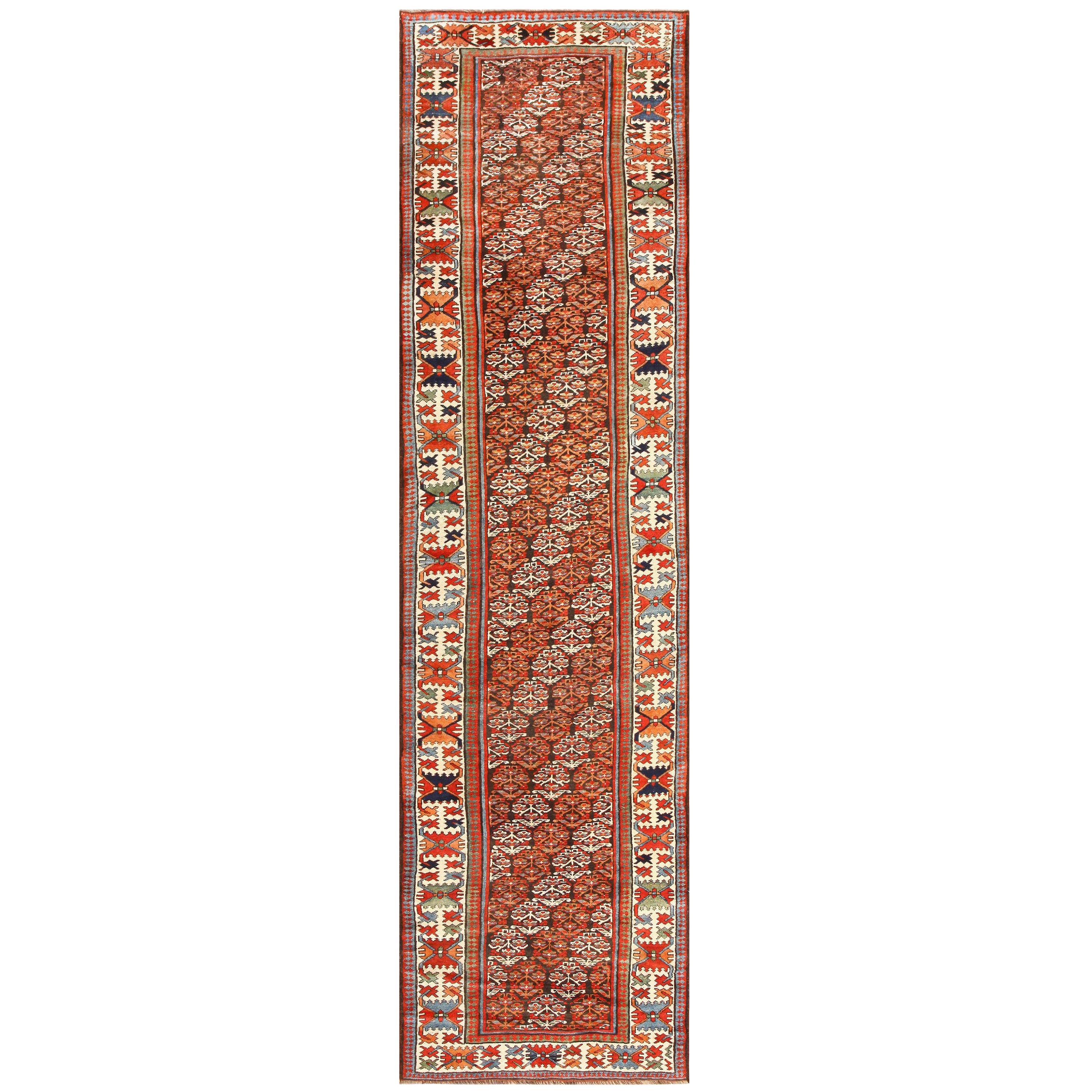 Antique Tribal Northwest Persian Runner. Size: 3 ft 7 in x 13 ft 5 in  For Sale