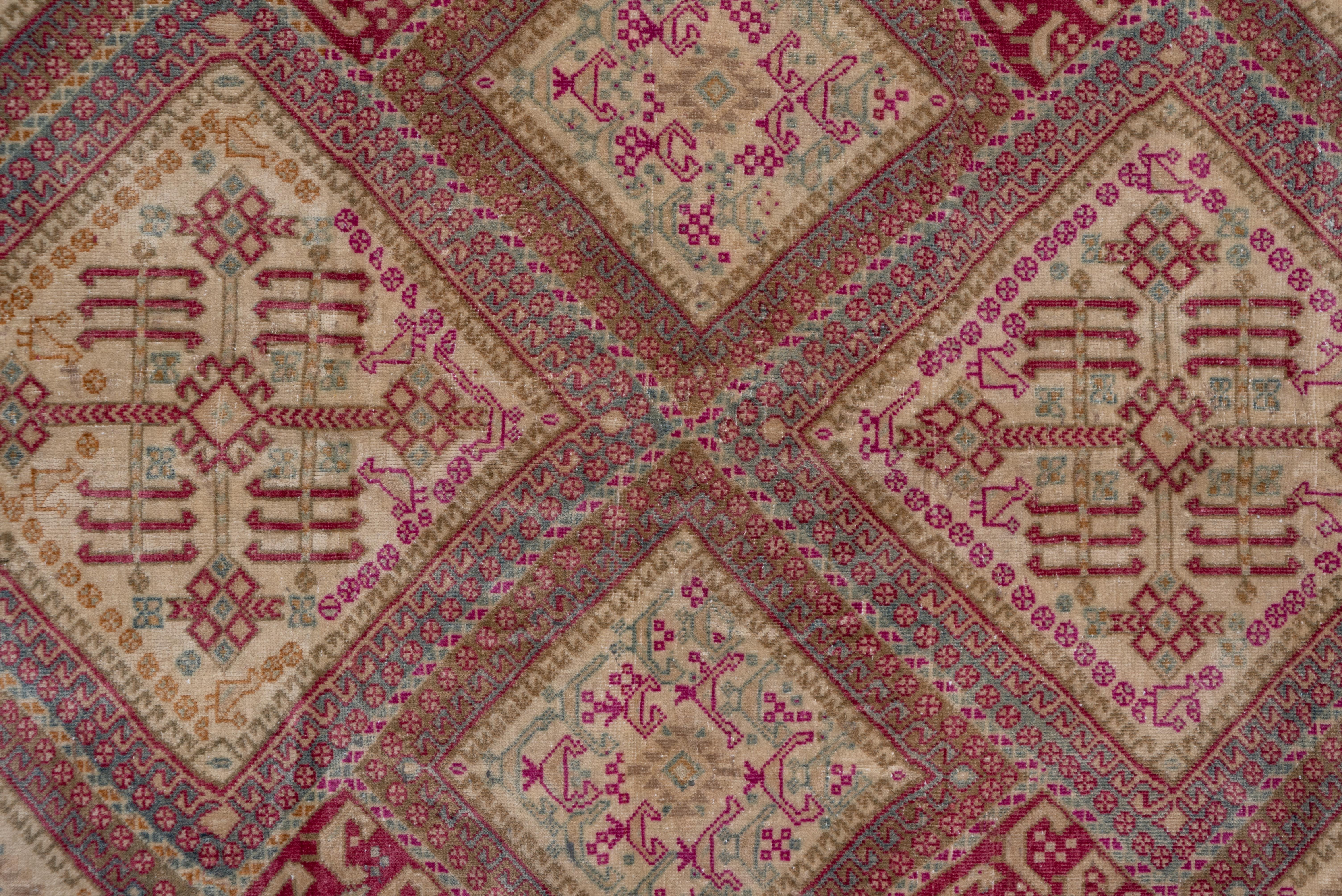 Antique Tribal Persian Afshar Rug, Colorful Palette, Pink Blue and Green Tones In Good Condition For Sale In New York, NY