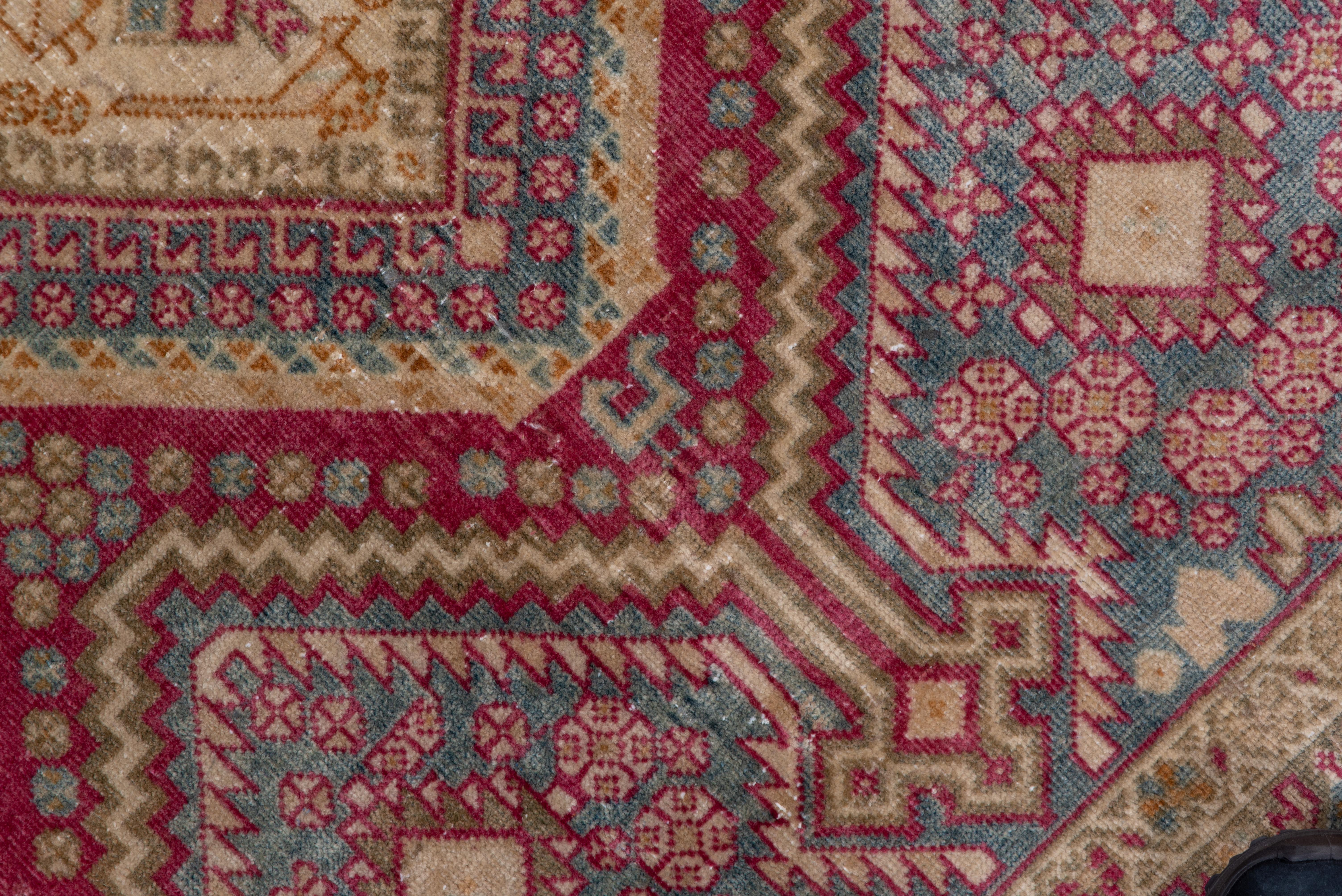 Mid-20th Century Antique Tribal Persian Afshar Rug, Colorful Palette, Pink Blue and Green Tones For Sale