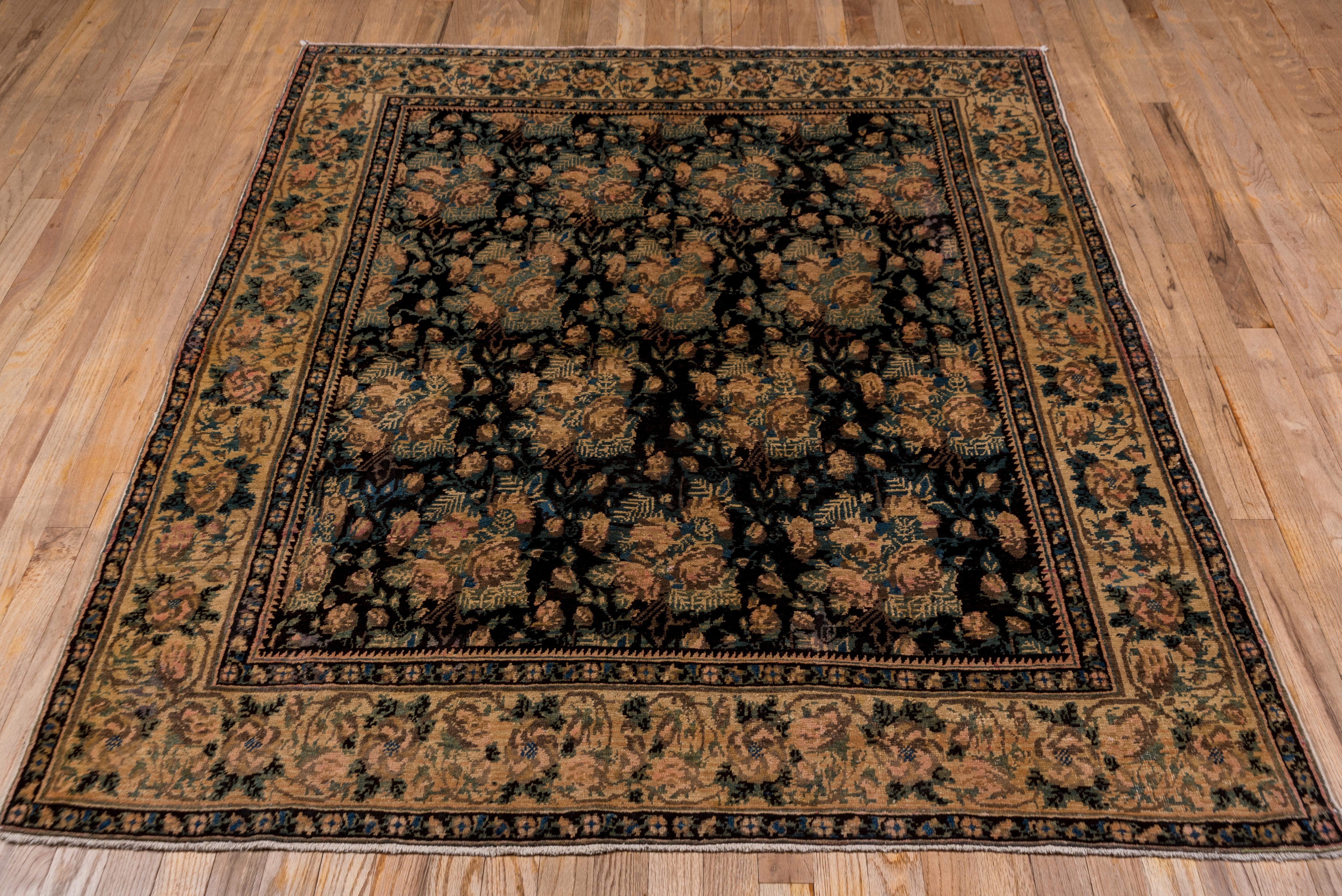 Antique Tribal Persian Afshar Rug, Dark Navy Floral Field, circa 1920s In Good Condition In New York, NY