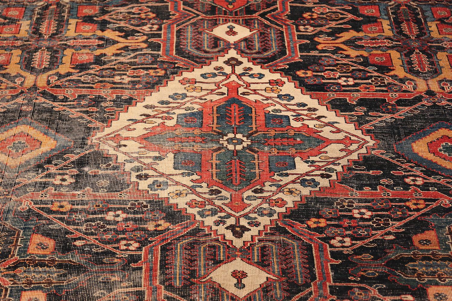 Hand-Knotted Antique Tribal Persian Bakhtiari Shabby Chic Rug. Size: 7 ft x 14 ft 3 in