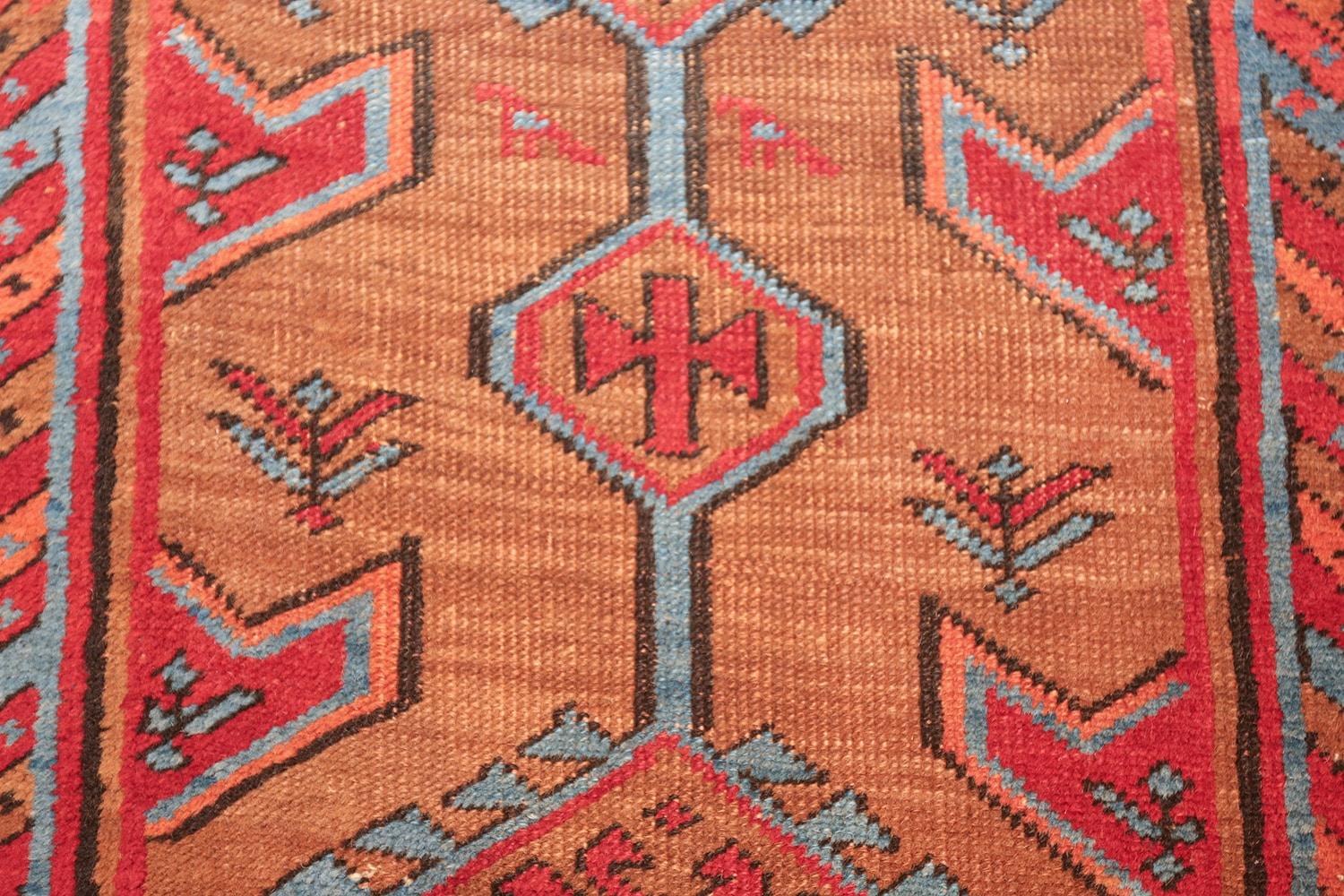 Hand-Knotted Antique Tribal Persian Bakshaish Runner Rug. 3 ft 3 in x 14 ft  For Sale