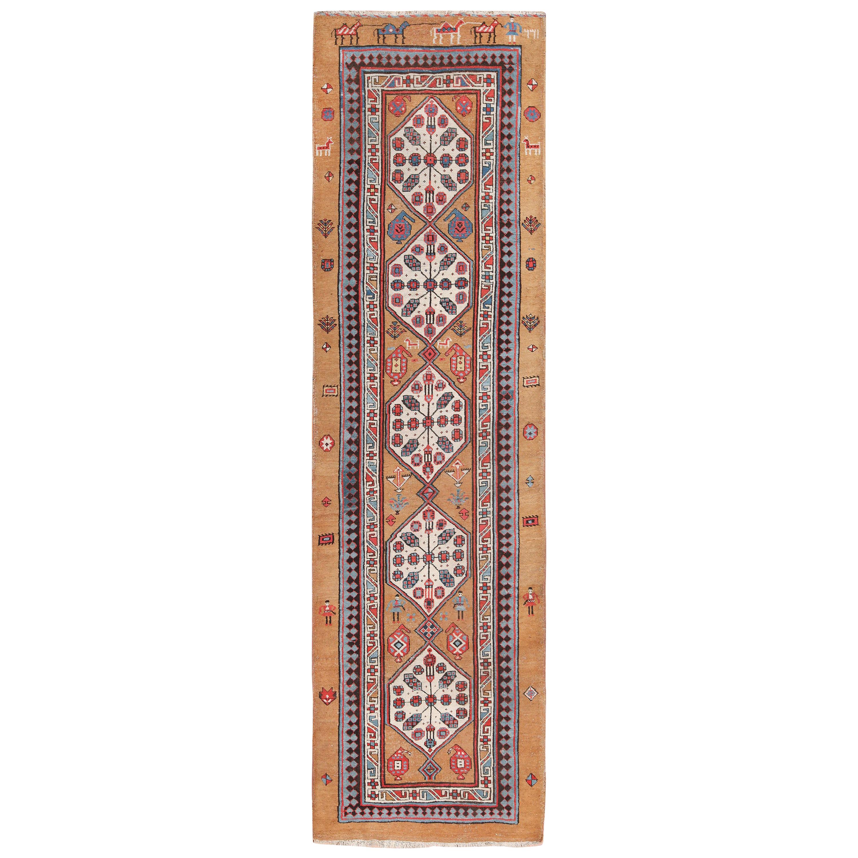 Nazmiyal Antique Persian Bakshaish Runner Rug. Size: 3 ft 7 in x 11 ft 5 in