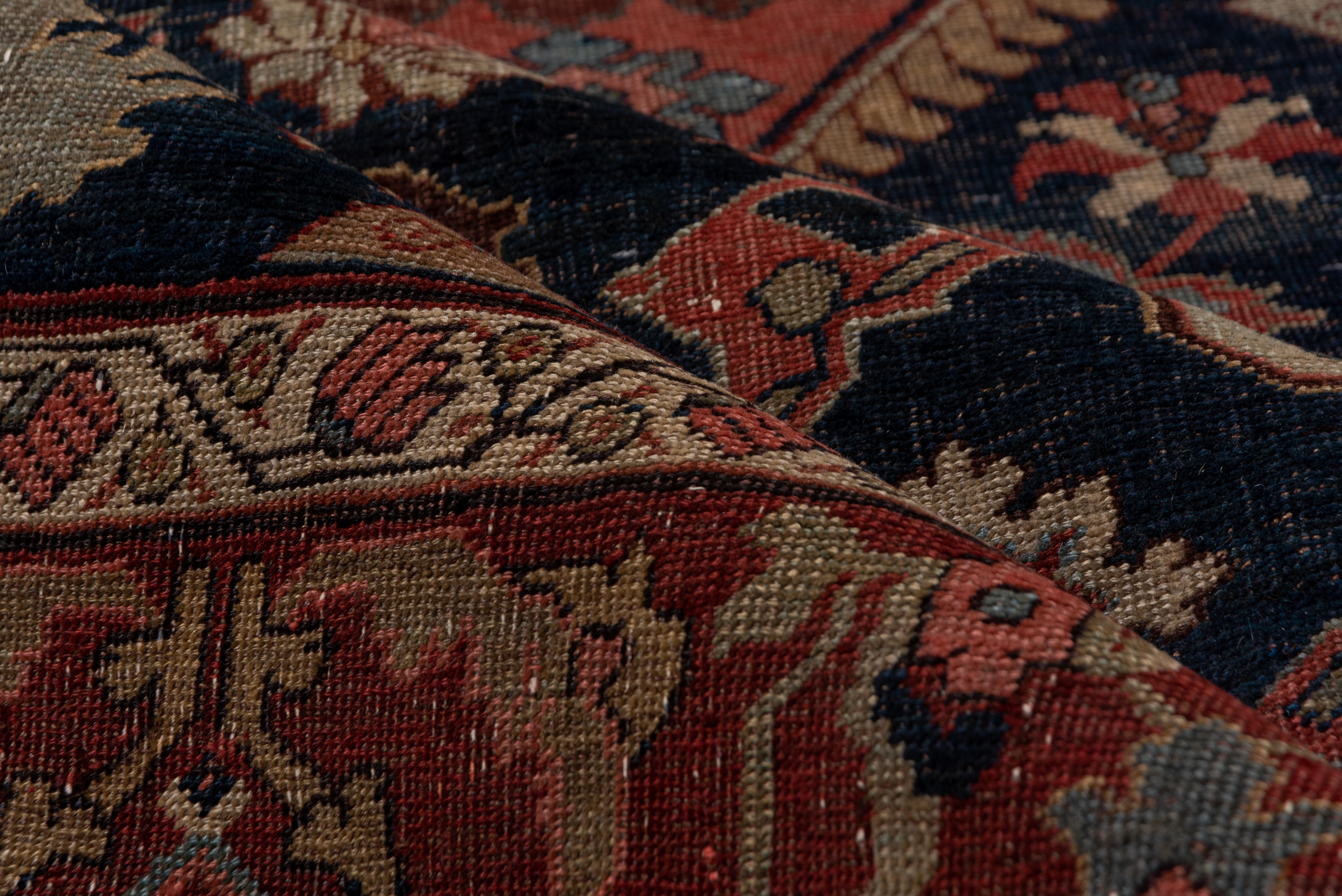 Hand-Knotted Antique Tribal Persian Bidjar Carpet, Navy Field, 1890s, Stunning Carpet For Sale