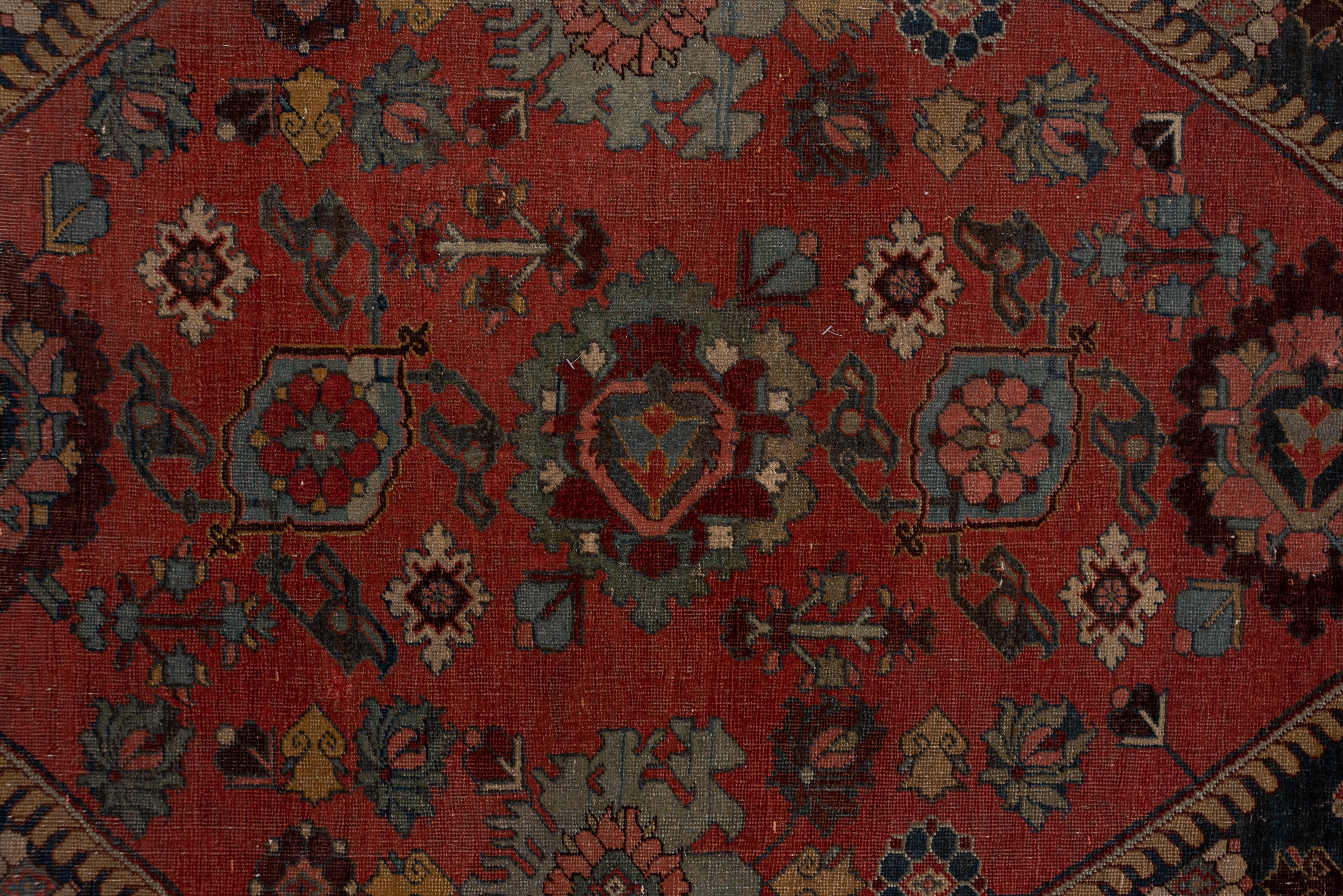 Wool Antique Tribal Persian Bidjar Carpet, Navy Field, 1890s, Stunning Carpet For Sale