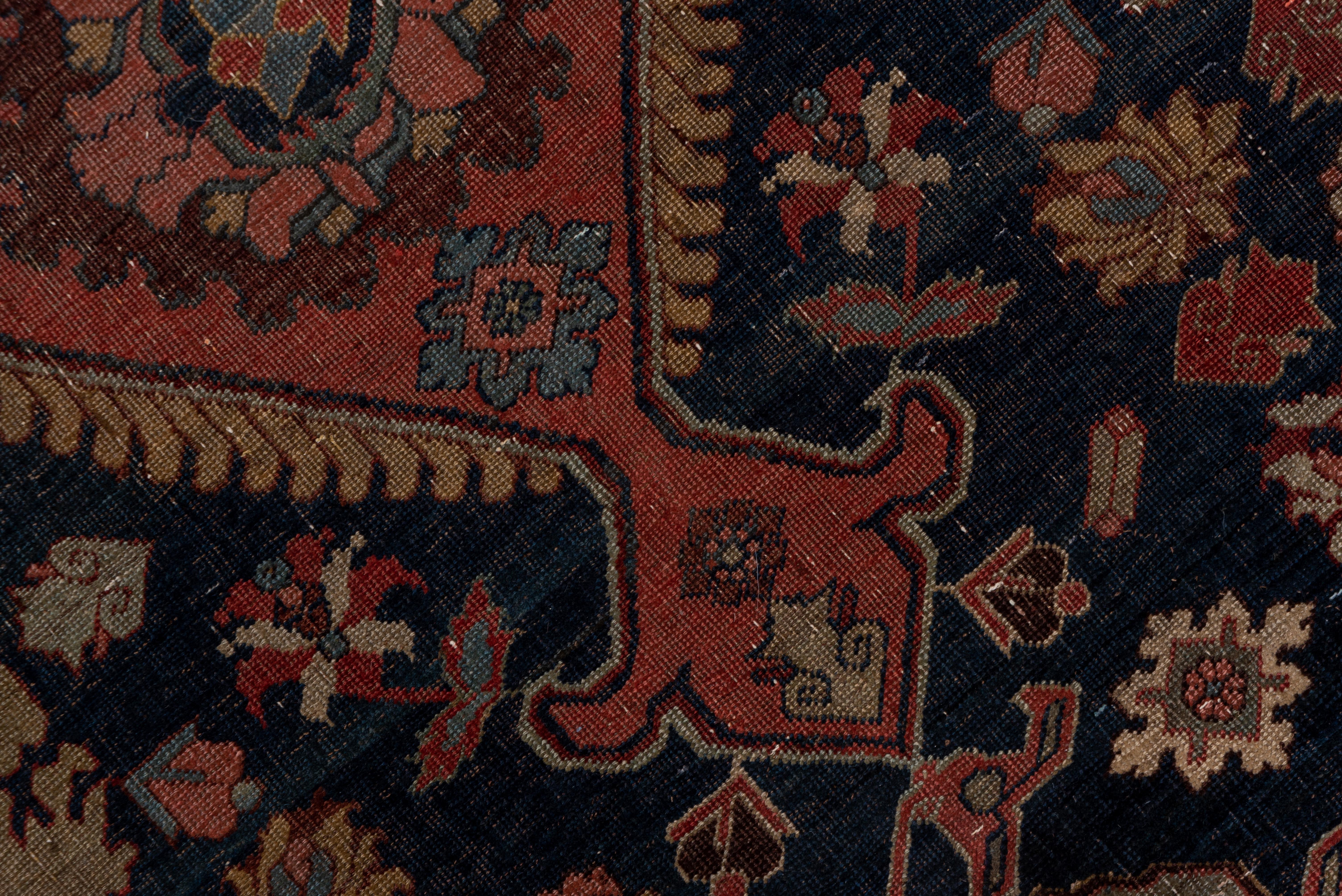 Antique Tribal Persian Bidjar Carpet, Navy Field, 1890s, Stunning Carpet For Sale 1